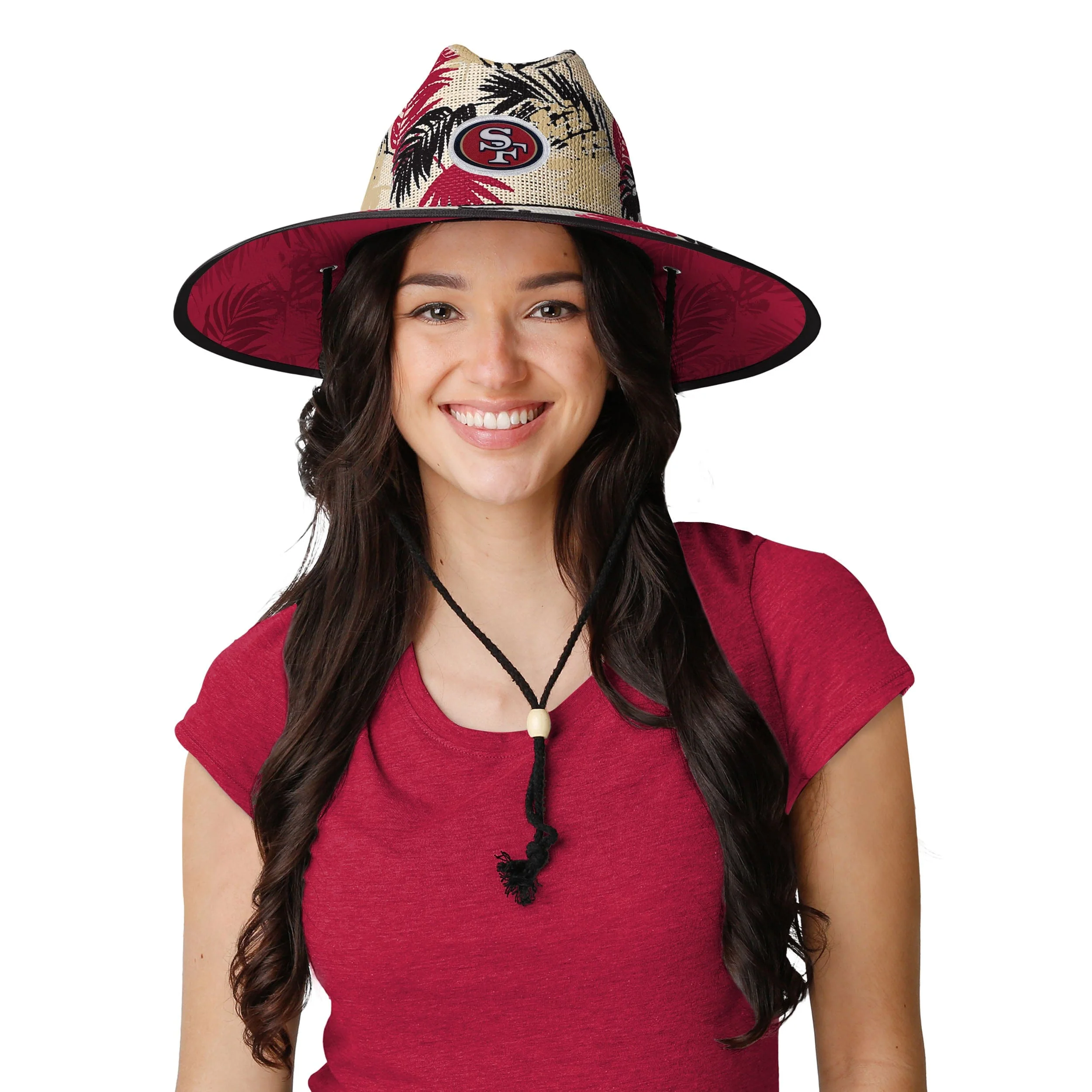 San Francisco 49ers NFL Floral Printed Straw Hat - Image 2