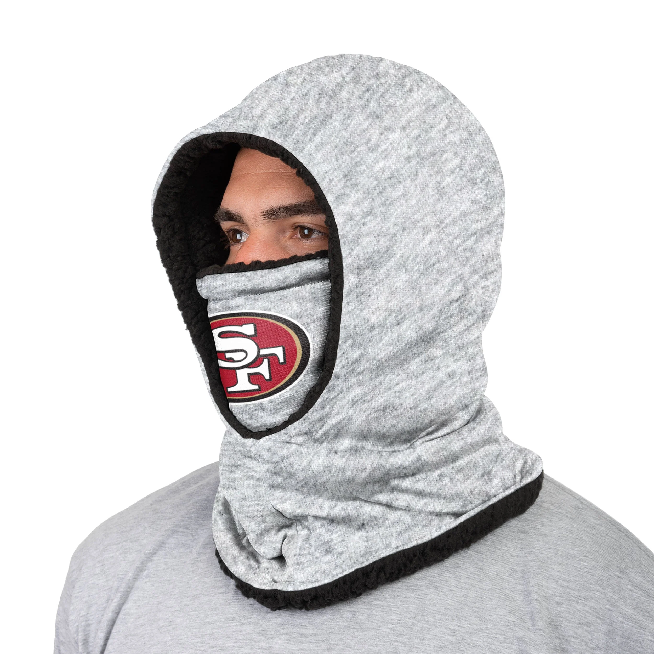 San Francisco 49ers NFL Heather Grey Big Logo Hooded Gaiter - Image 2