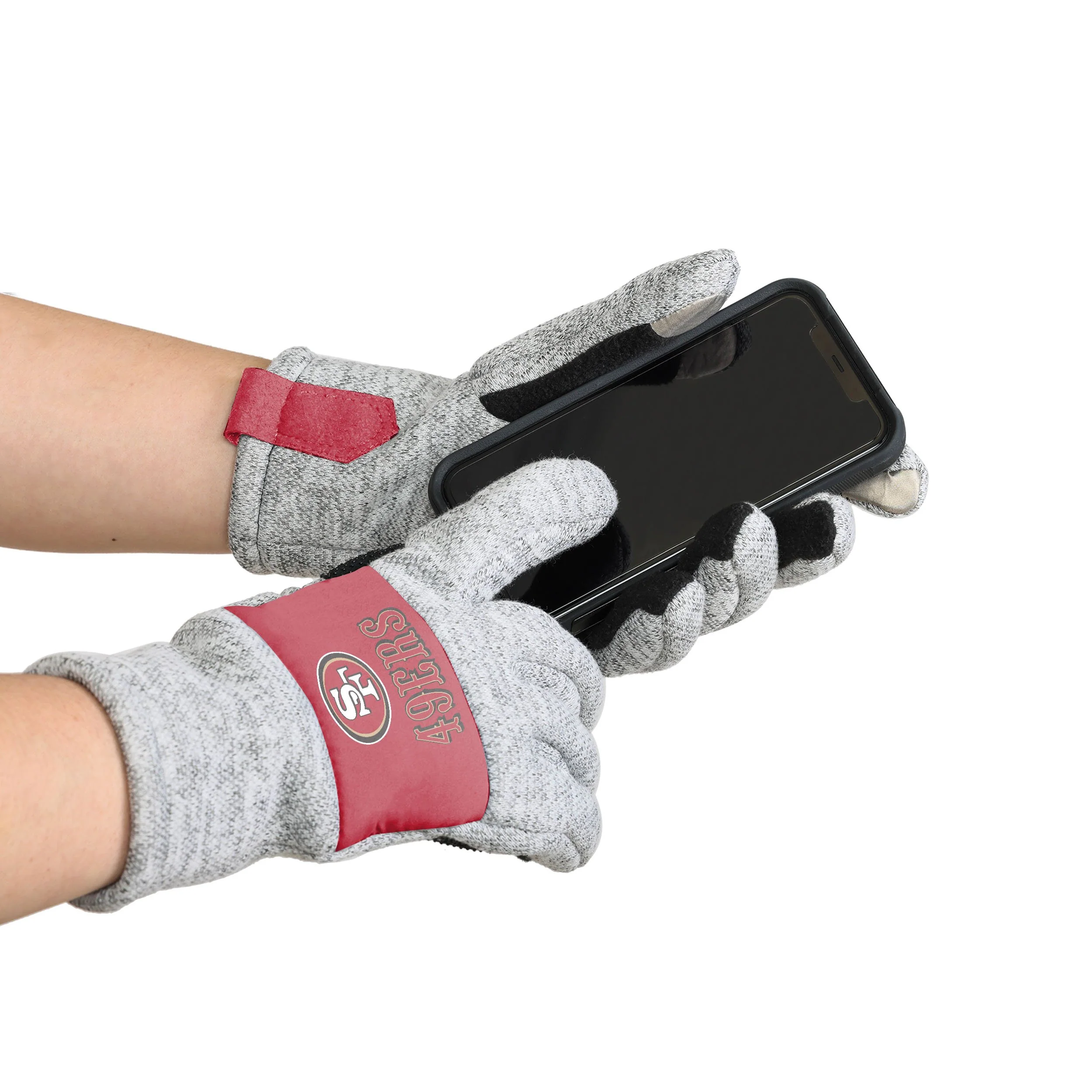 San Francisco 49ers NFL Heather Grey Insulated Gloves - Image 2