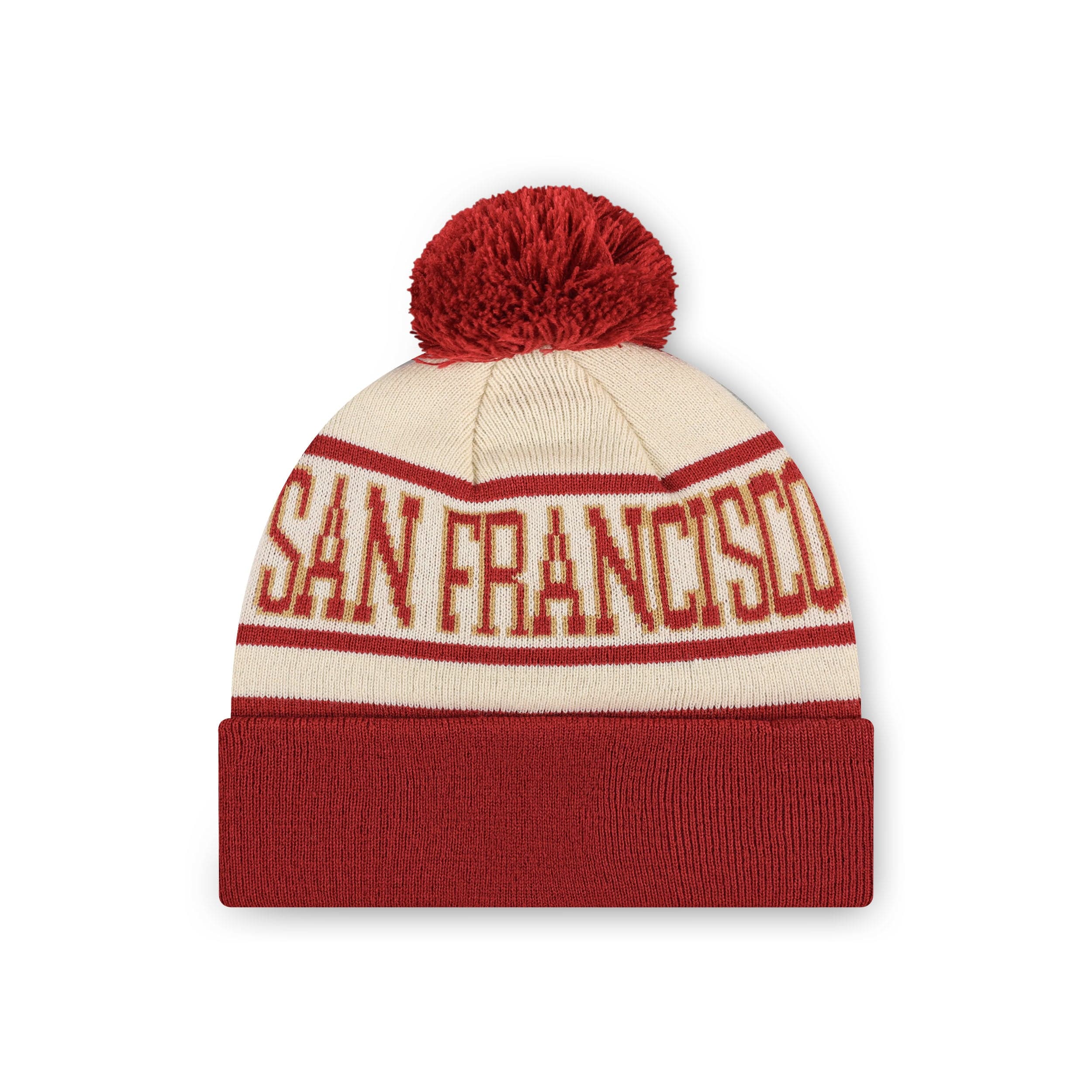 San Francisco 49ers NFL Heritage Stripe Primary Logo Pom Beanie - Image 2