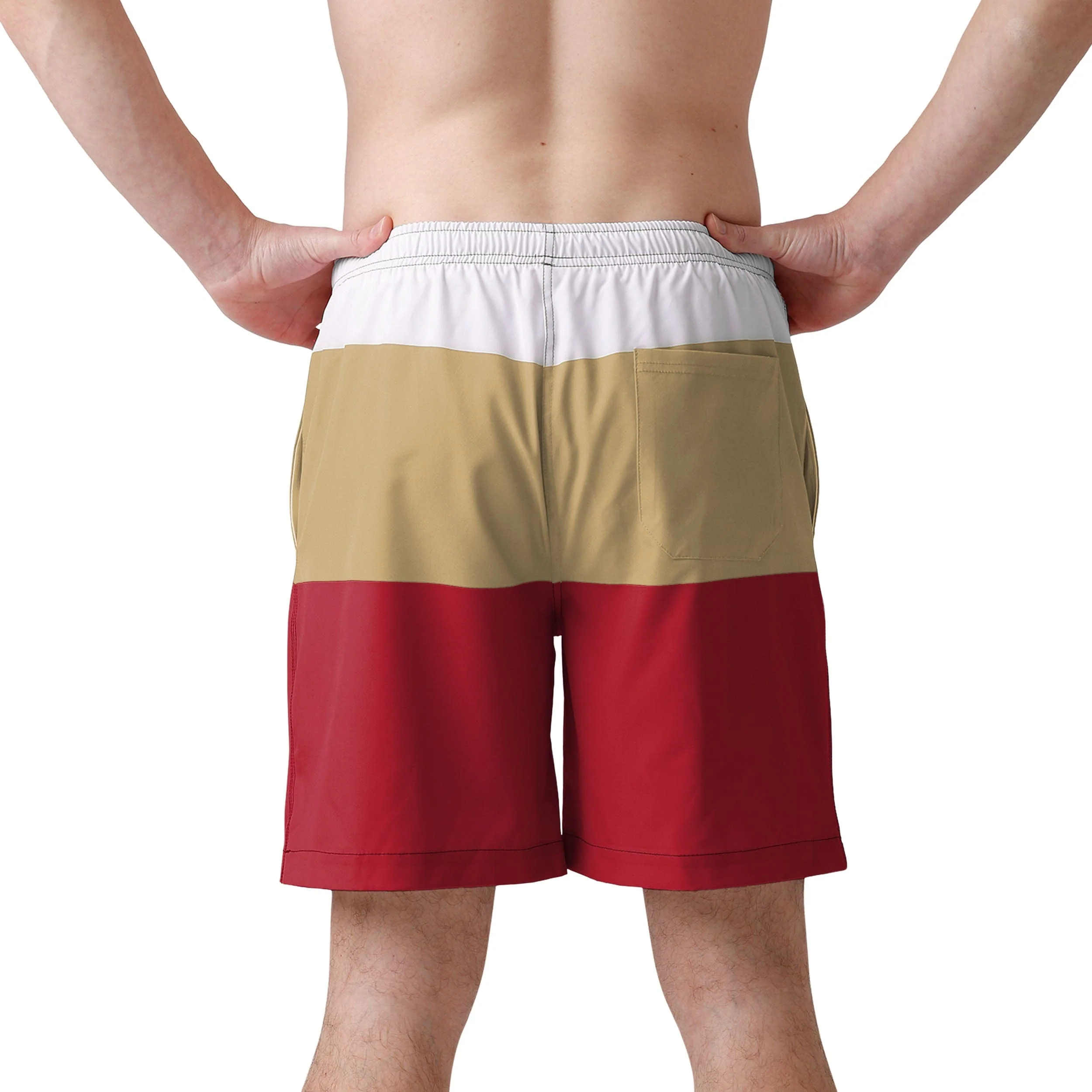San Francisco 49ers NFL Mens 3 Stripe Big Logo Swimming Trunks - Image 3