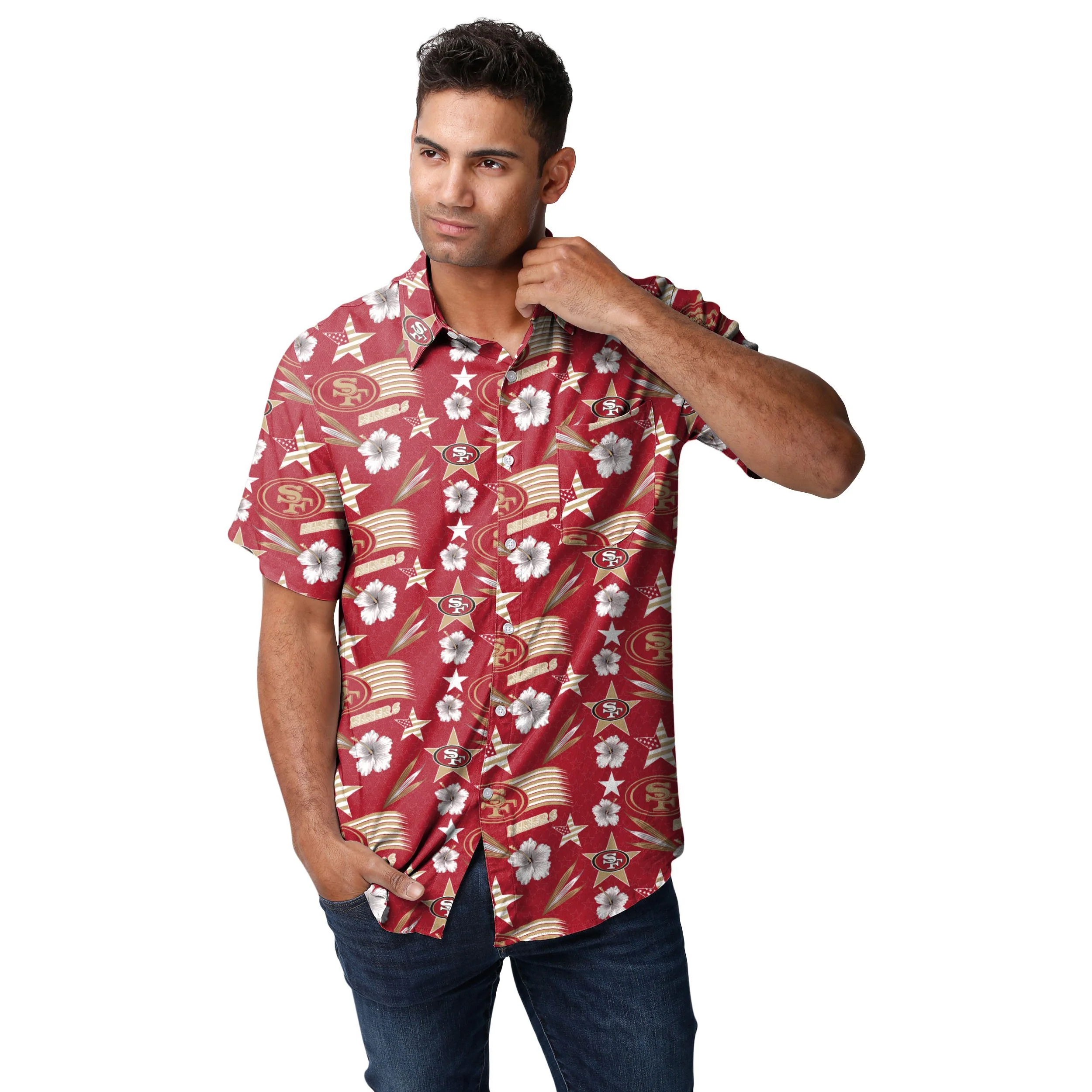 San Francisco 49ers NFL Mens Americana Button Up Shirt - Image 2