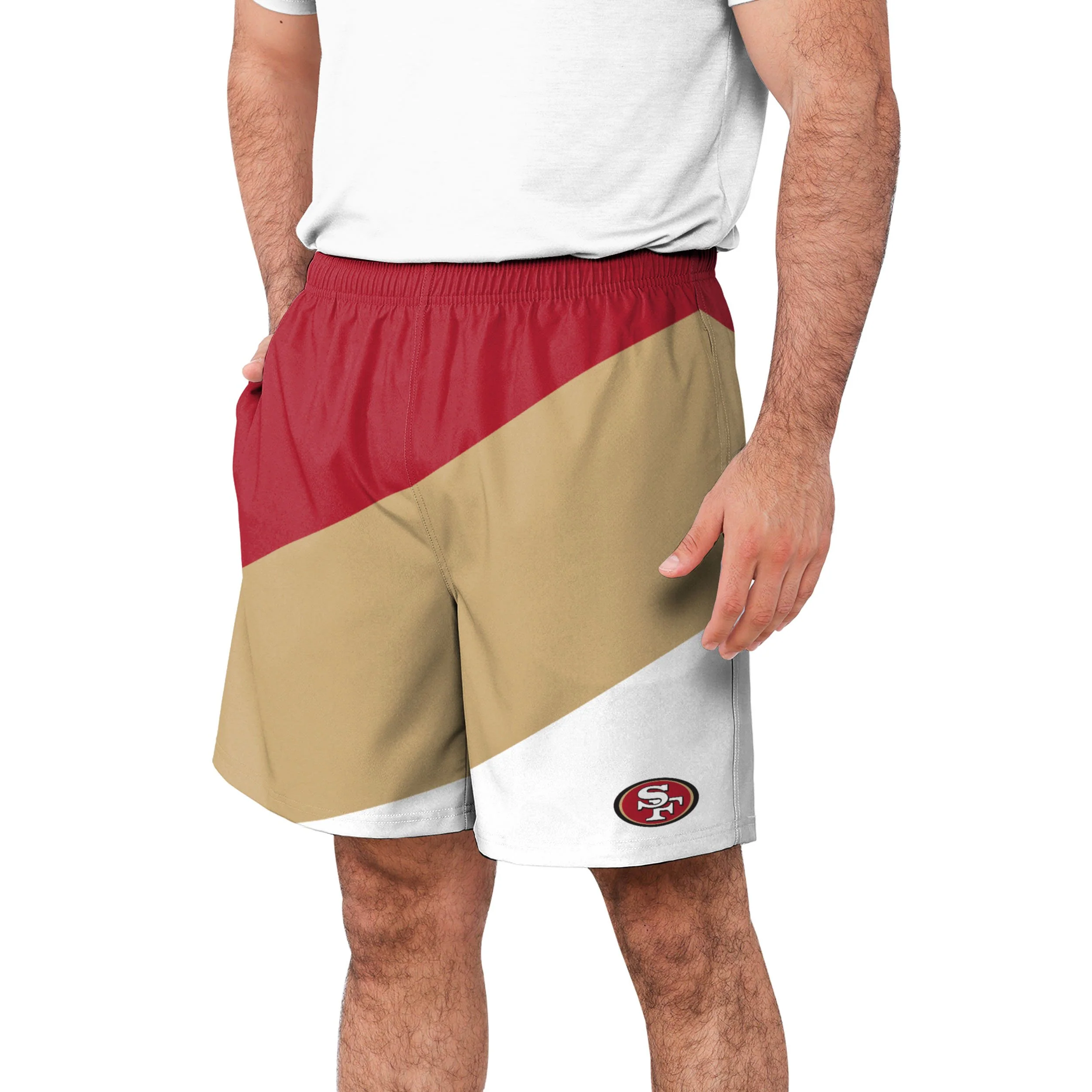 San Francisco 49ers NFL Mens Colorblock Double Down Liner Training Shorts - Image 2