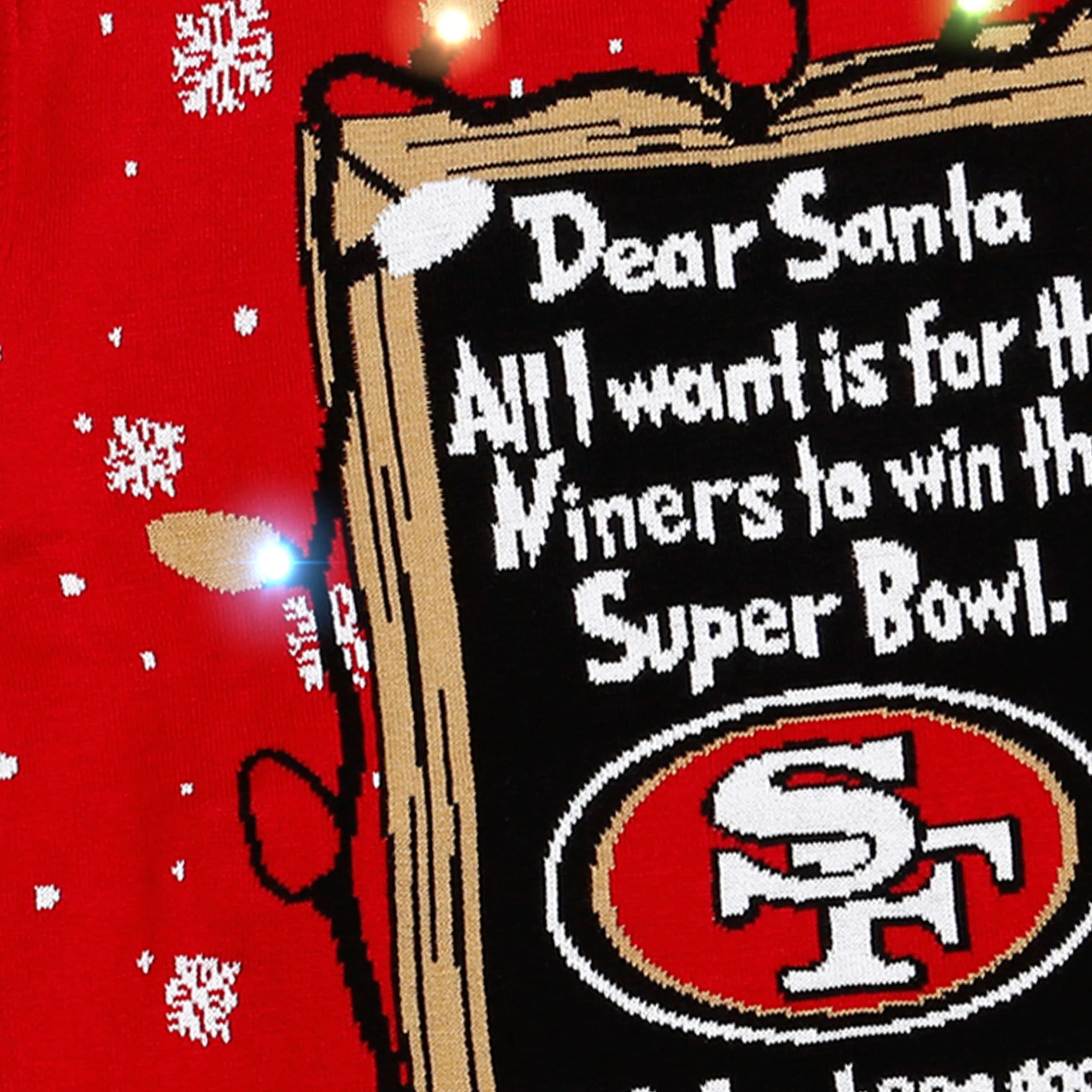 San Francisco 49ers NFL Mens Dear Santa Light Up Sweater - Image 4