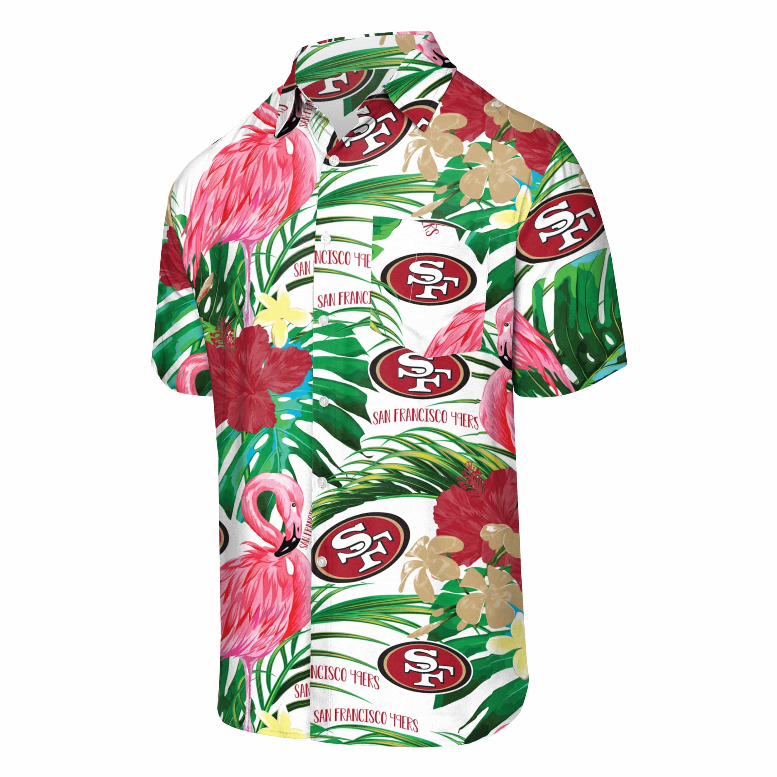San Francisco 49ers NFL Mens Flamingo Button Up Shirt - Image 4