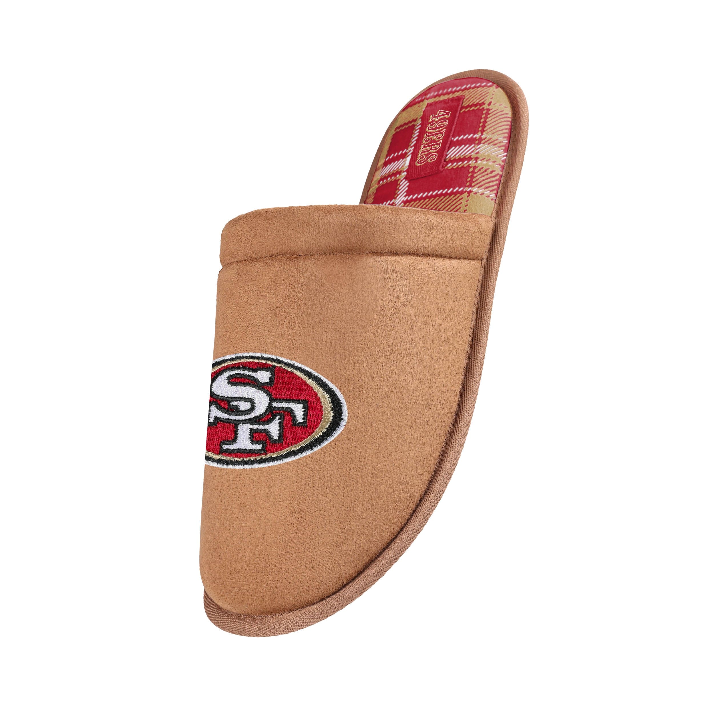 San Francisco 49ers NFL Mens Flannel Lined Brown Suede Scuff Slipper - Image 2