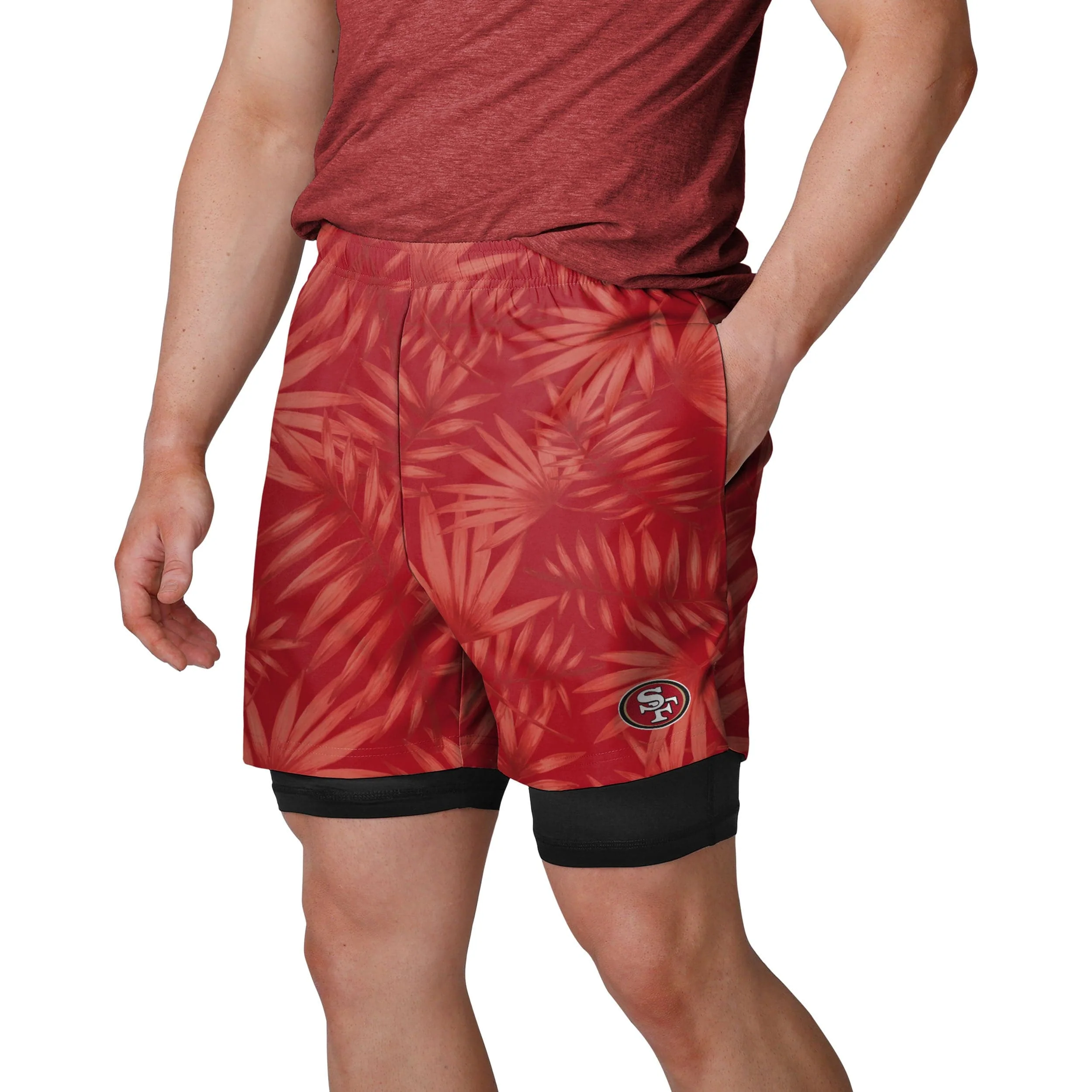 San Francisco 49ers NFL Mens Floral Black Liner Shorts - Image 2