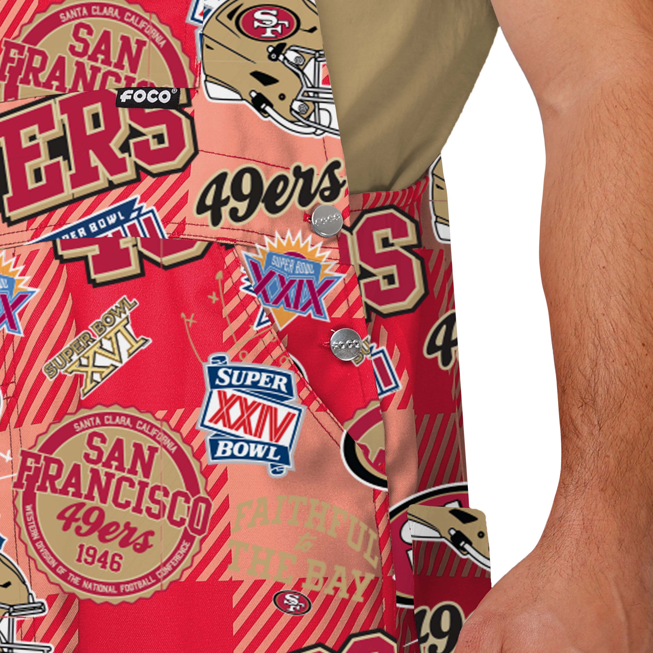 San Francisco 49ers NFL Mens Historic Print Bib Overalls - Image 5