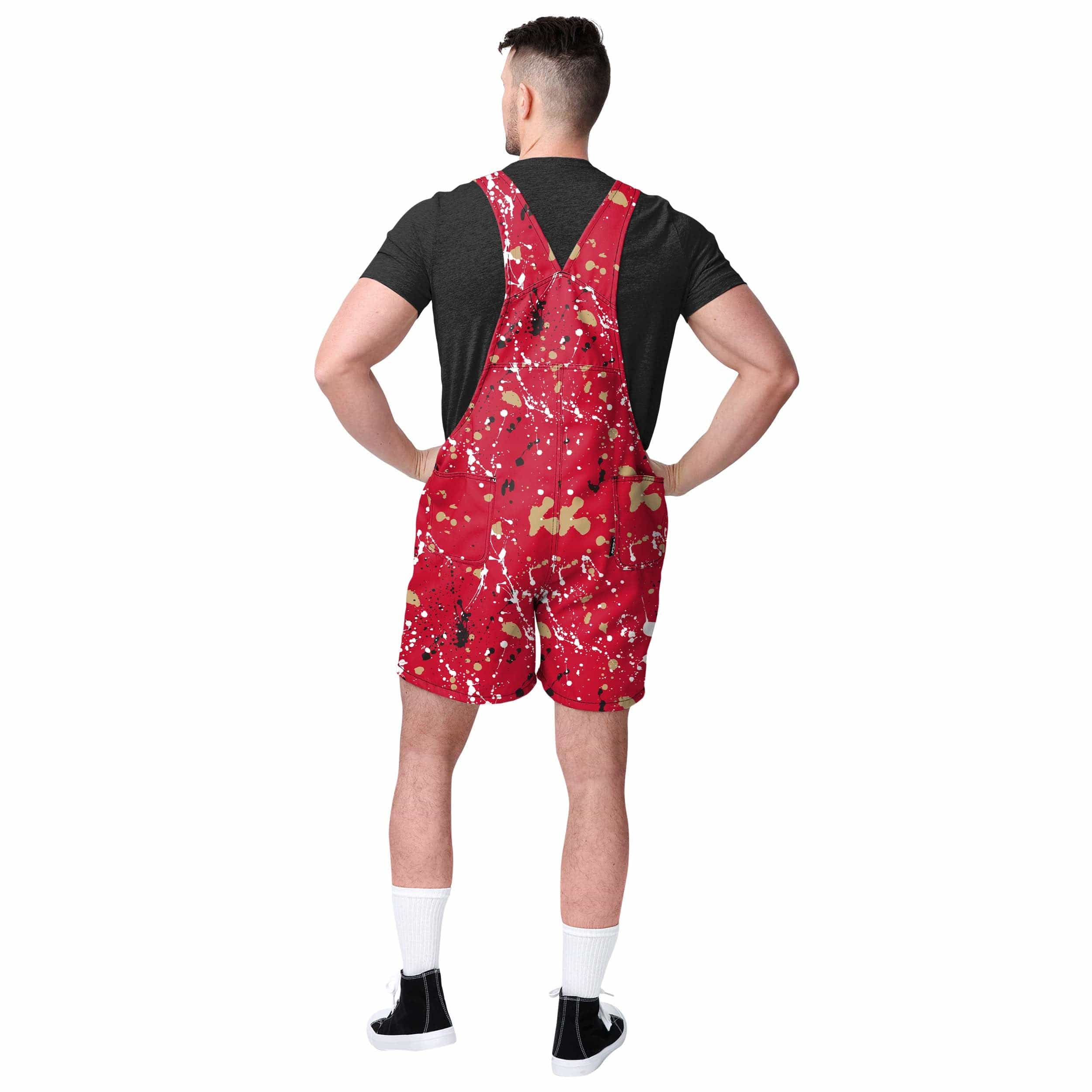 San Francisco 49ers NFL Mens Paint Splatter Bib Shortalls - Image 2