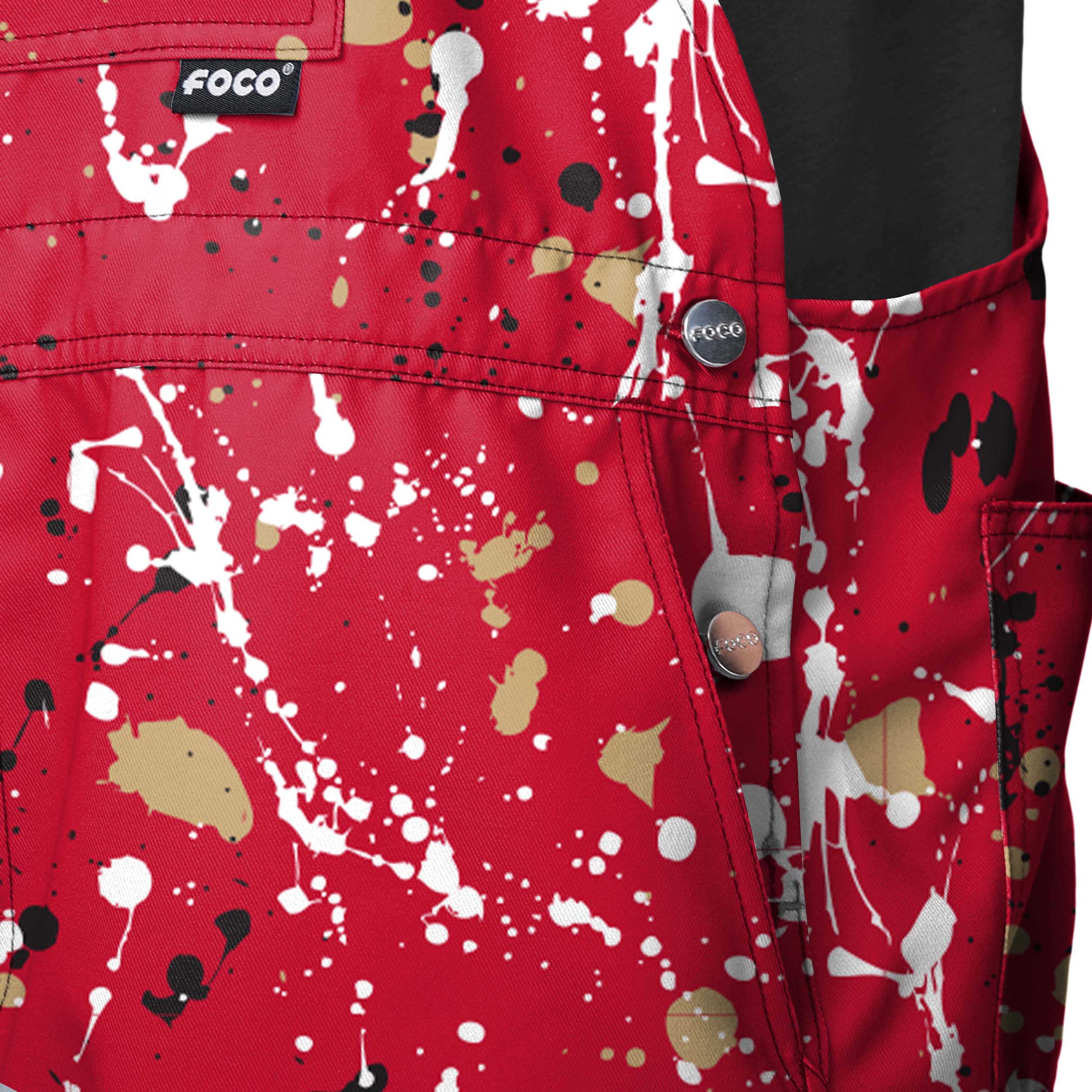 San Francisco 49ers NFL Mens Paint Splatter Bib Shortalls - Image 4
