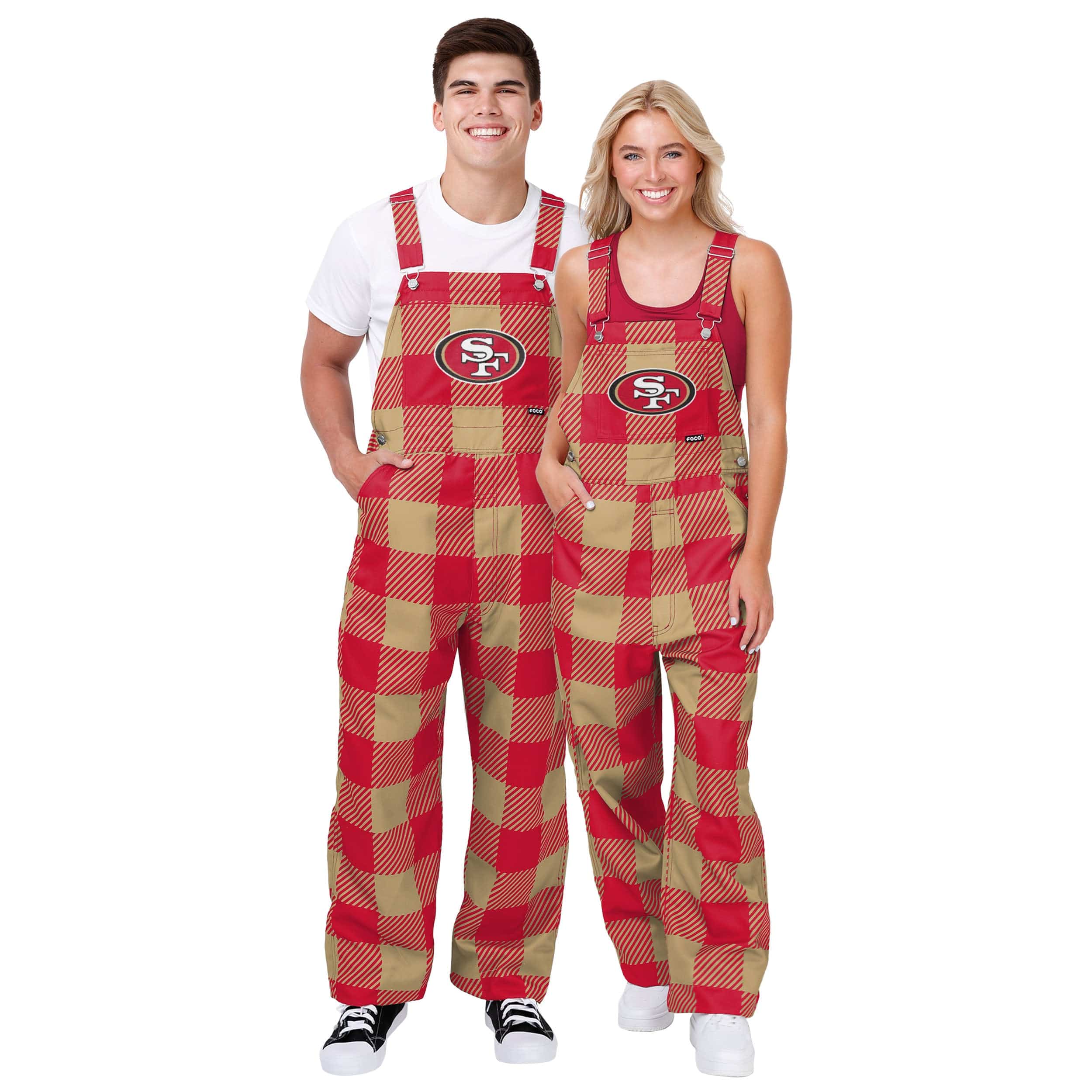 San Francisco 49ers NFL Mens Plaid Bib Overalls - Image 3