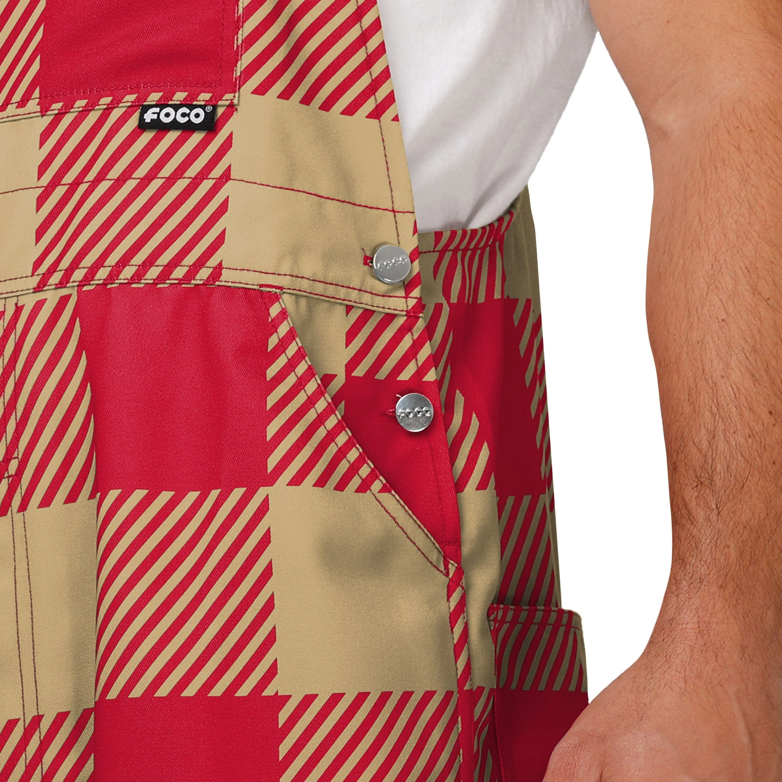 San Francisco 49ers NFL Mens Plaid Bib Overalls - Image 5