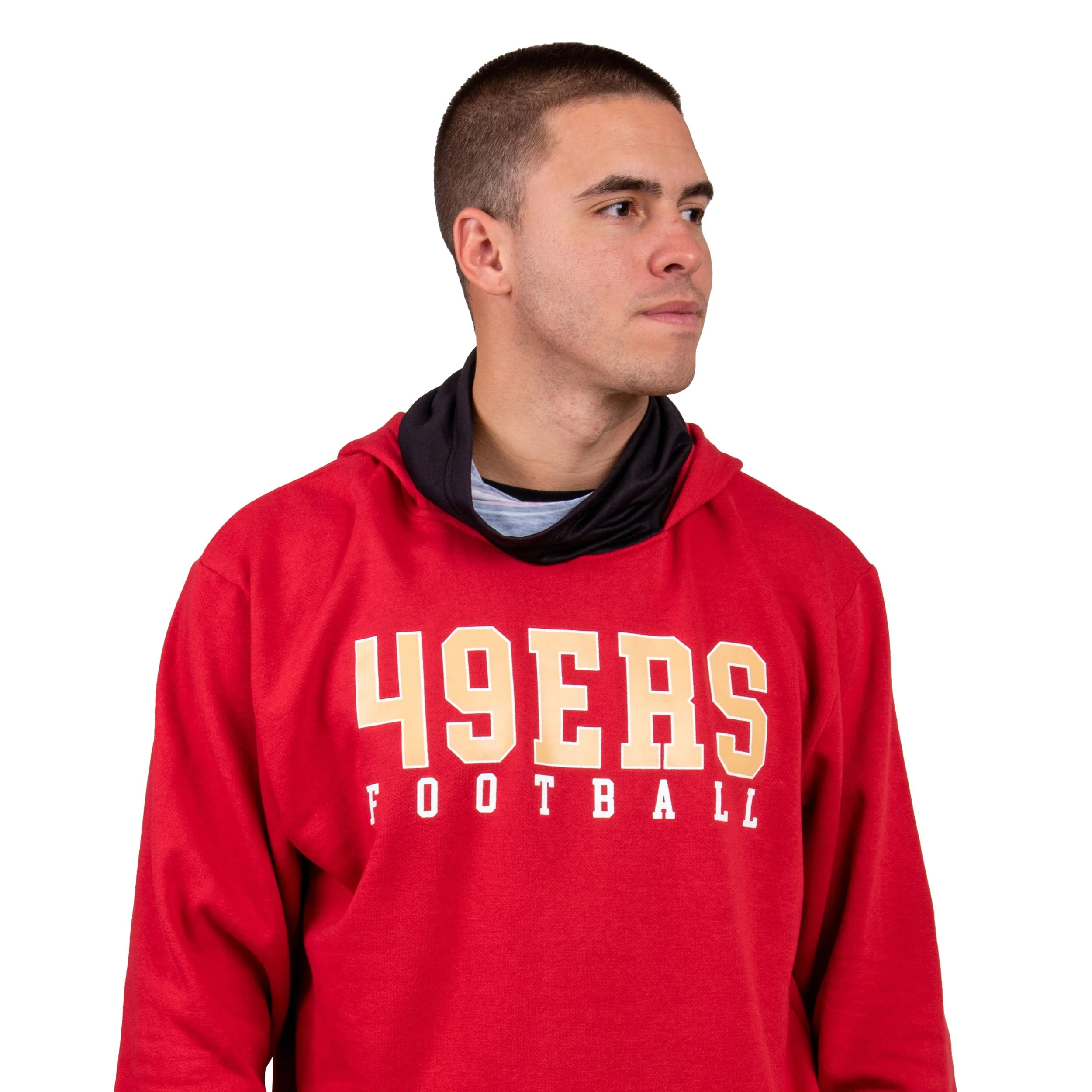 San Francisco 49ers NFL Mens Solid Gaiter Hoodie - Image 3