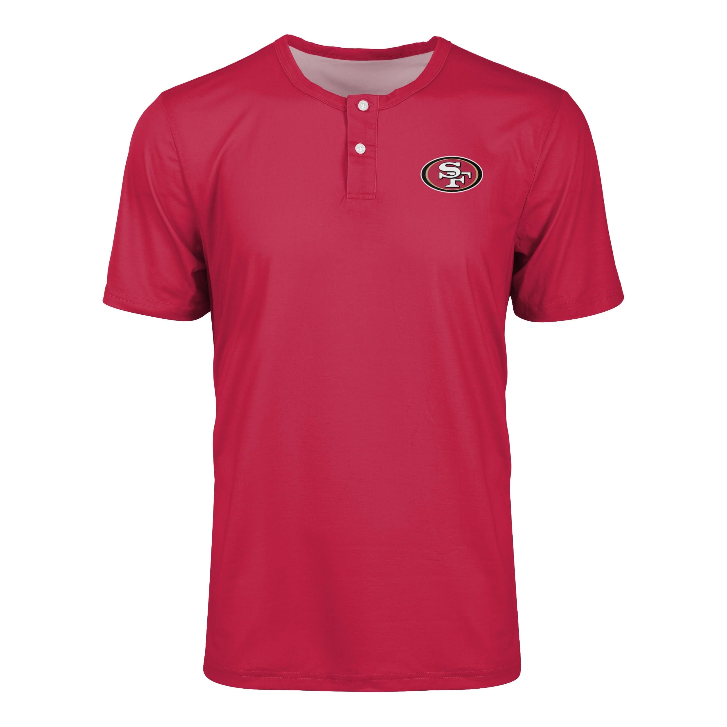 San Francisco 49ers NFL Mens Solid Team Logo Short Sleeve Henley