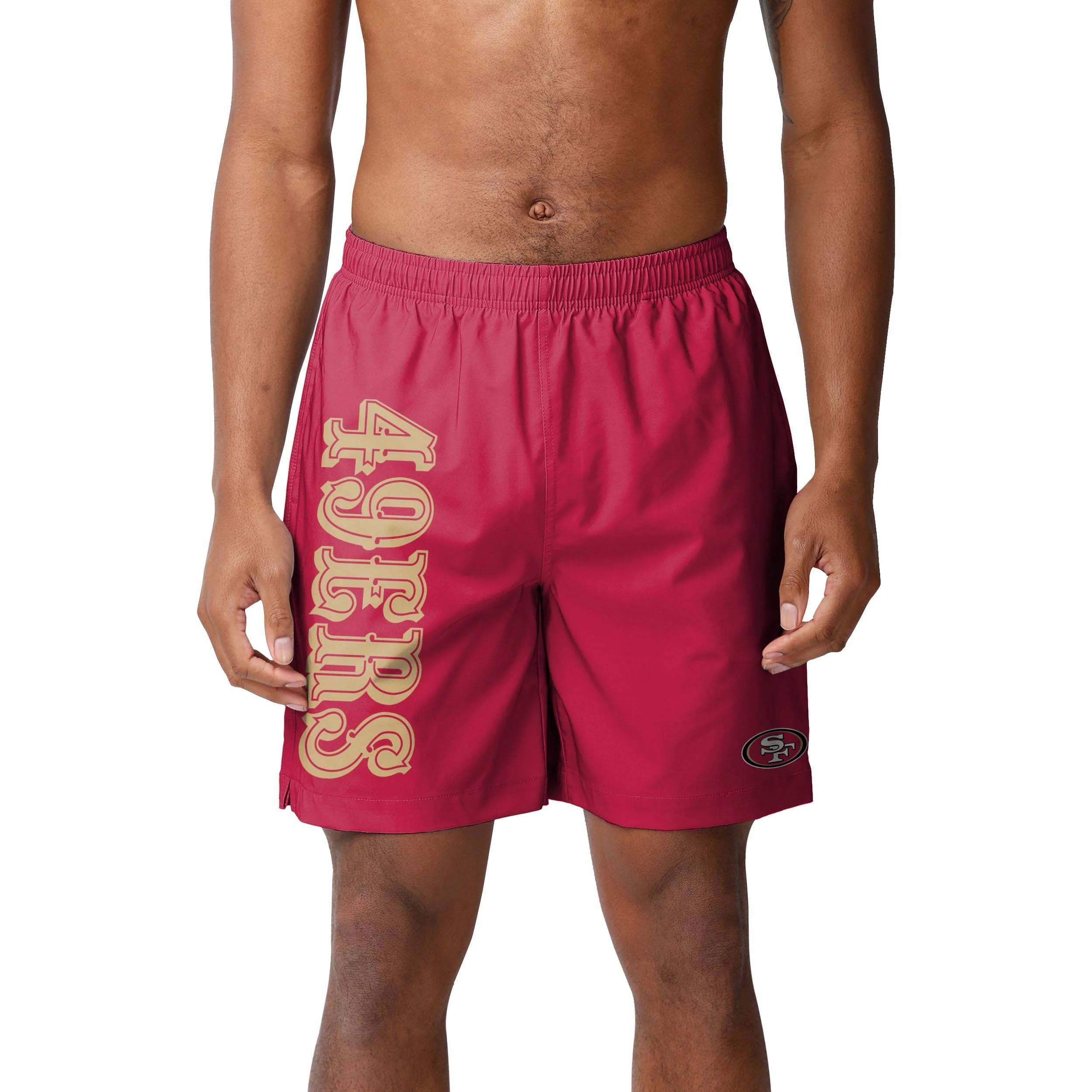 San Francisco 49ers NFL Mens Solid Wordmark Traditional Swimming Trunks - Image 2
