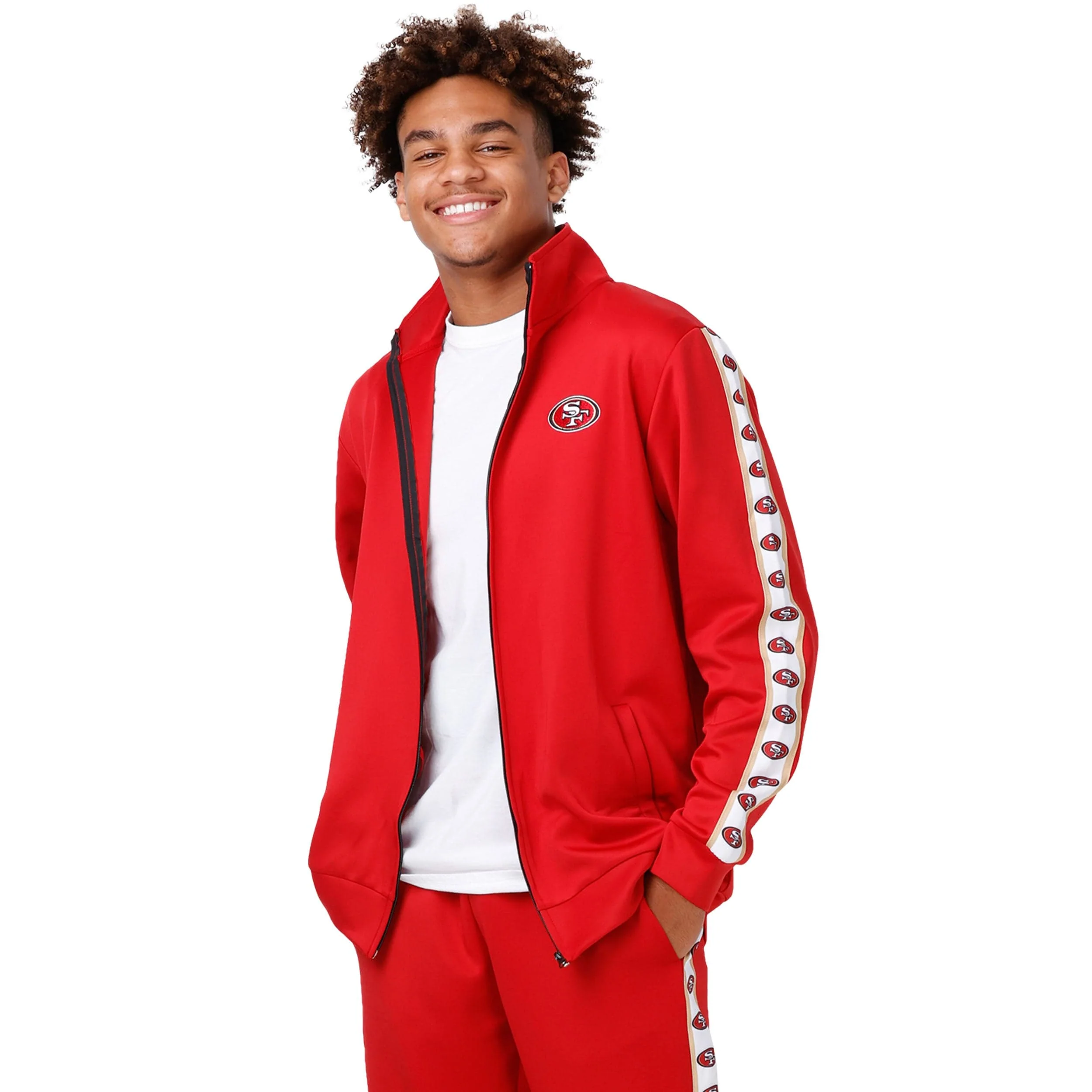San Francisco 49ers NFL Mens Stripe Logo Track Jacket - Image 5