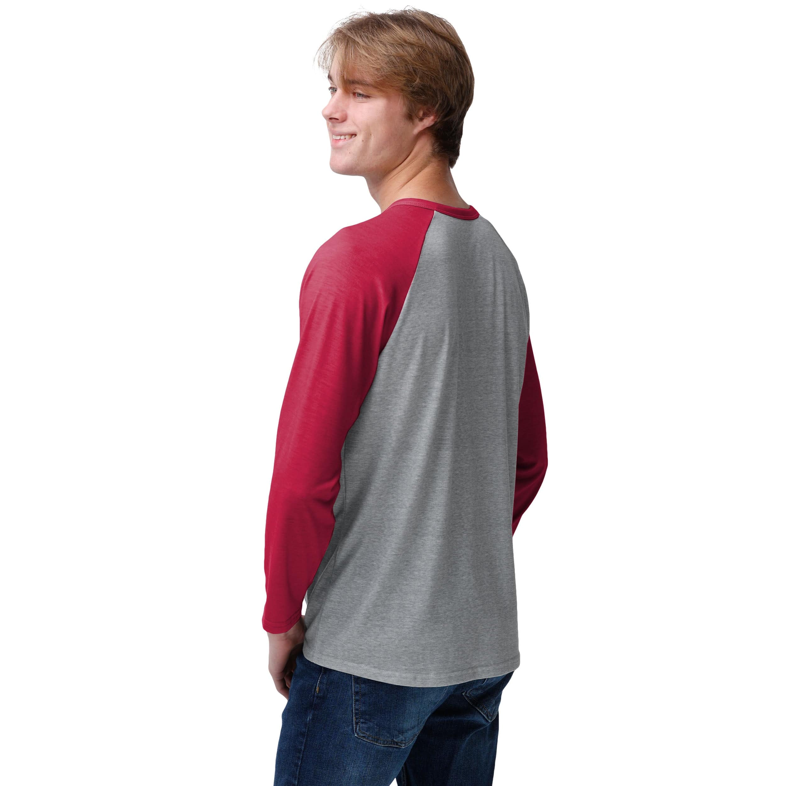 San Francisco 49ers NFL Mens Team Logo Gray Long Sleeve Henley - Image 3