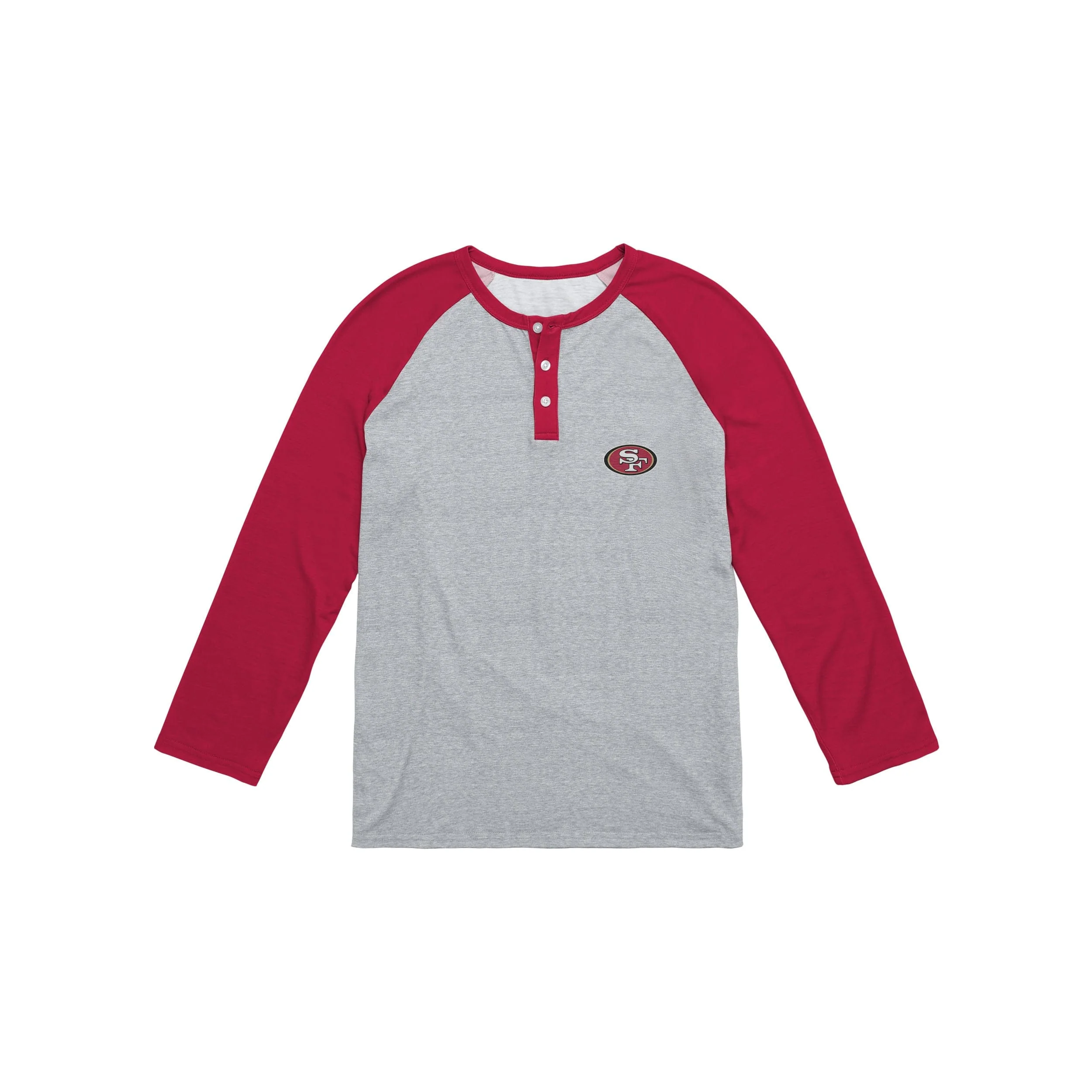 San Francisco 49ers NFL Mens Team Logo Gray Long Sleeve Henley - Image 4