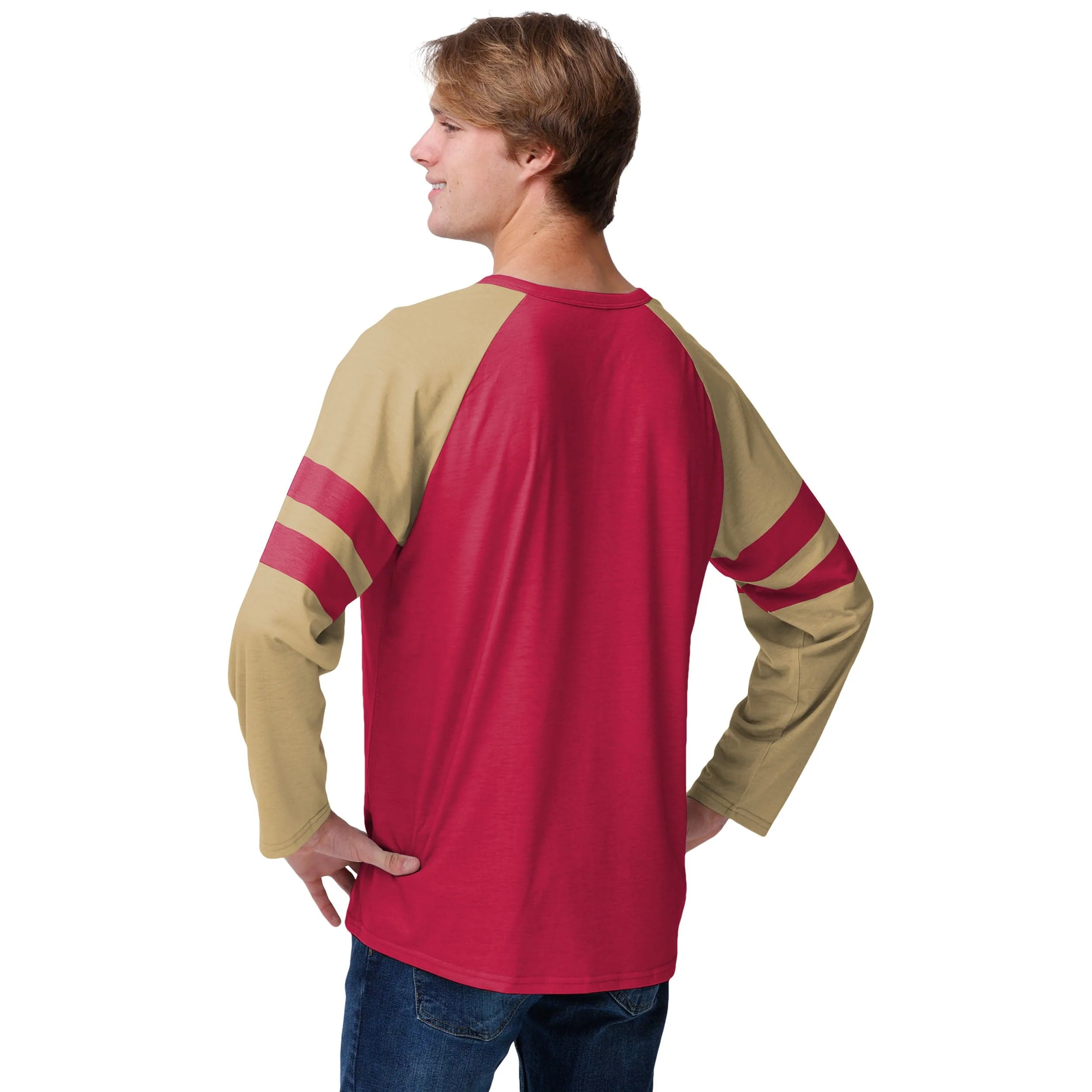 San Francisco 49ers NFL Mens Team Stripe Wordmark Long Sleeve Henley - Image 3
