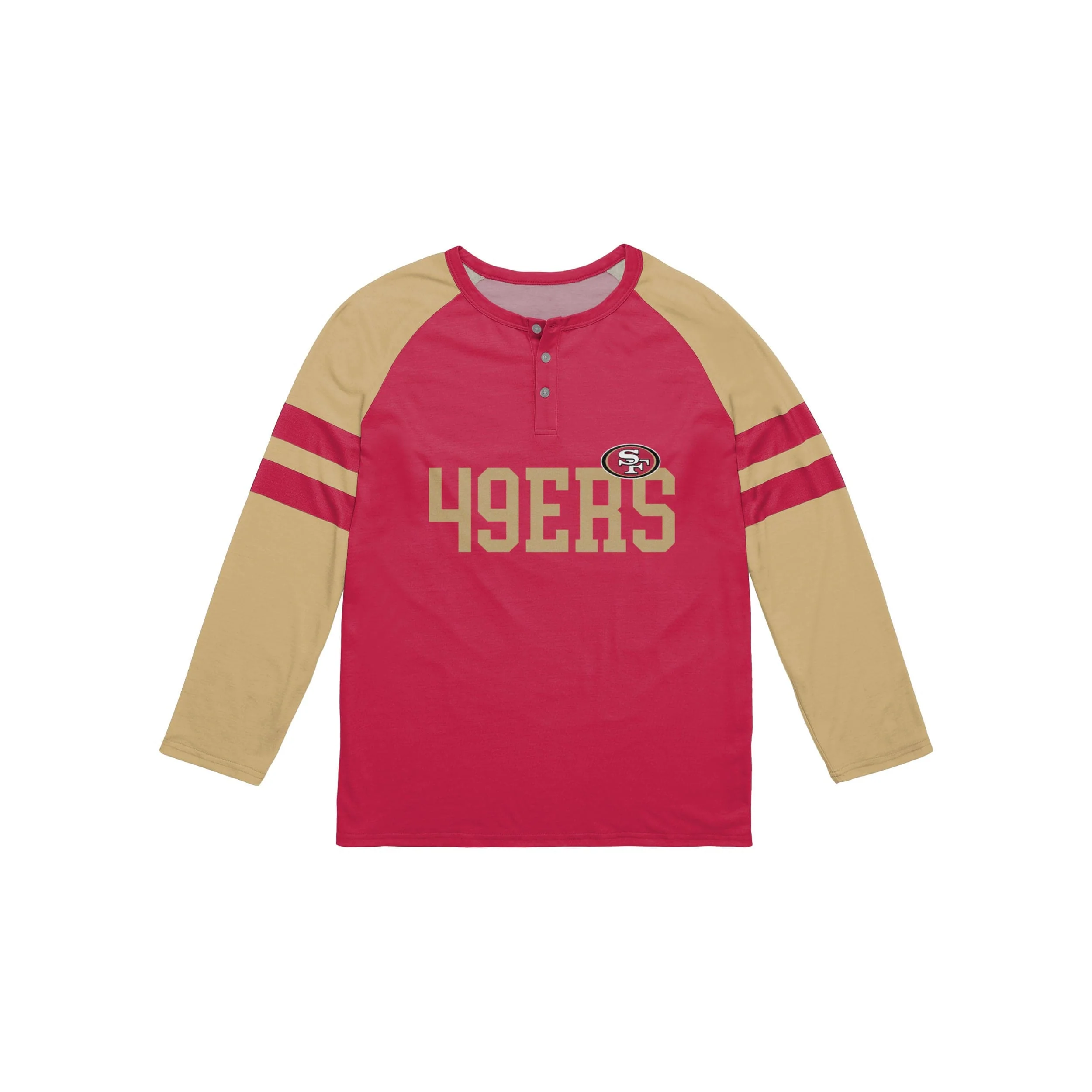 San Francisco 49ers NFL Mens Team Stripe Wordmark Long Sleeve Henley - Image 4