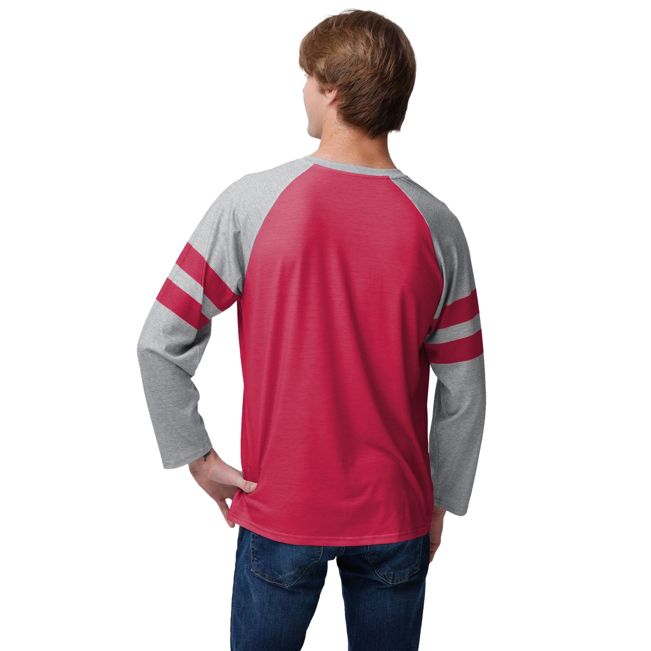 San Francisco 49ers NFL Mens Team Stripe Wordmark Raglan T-Shirt - Image 2