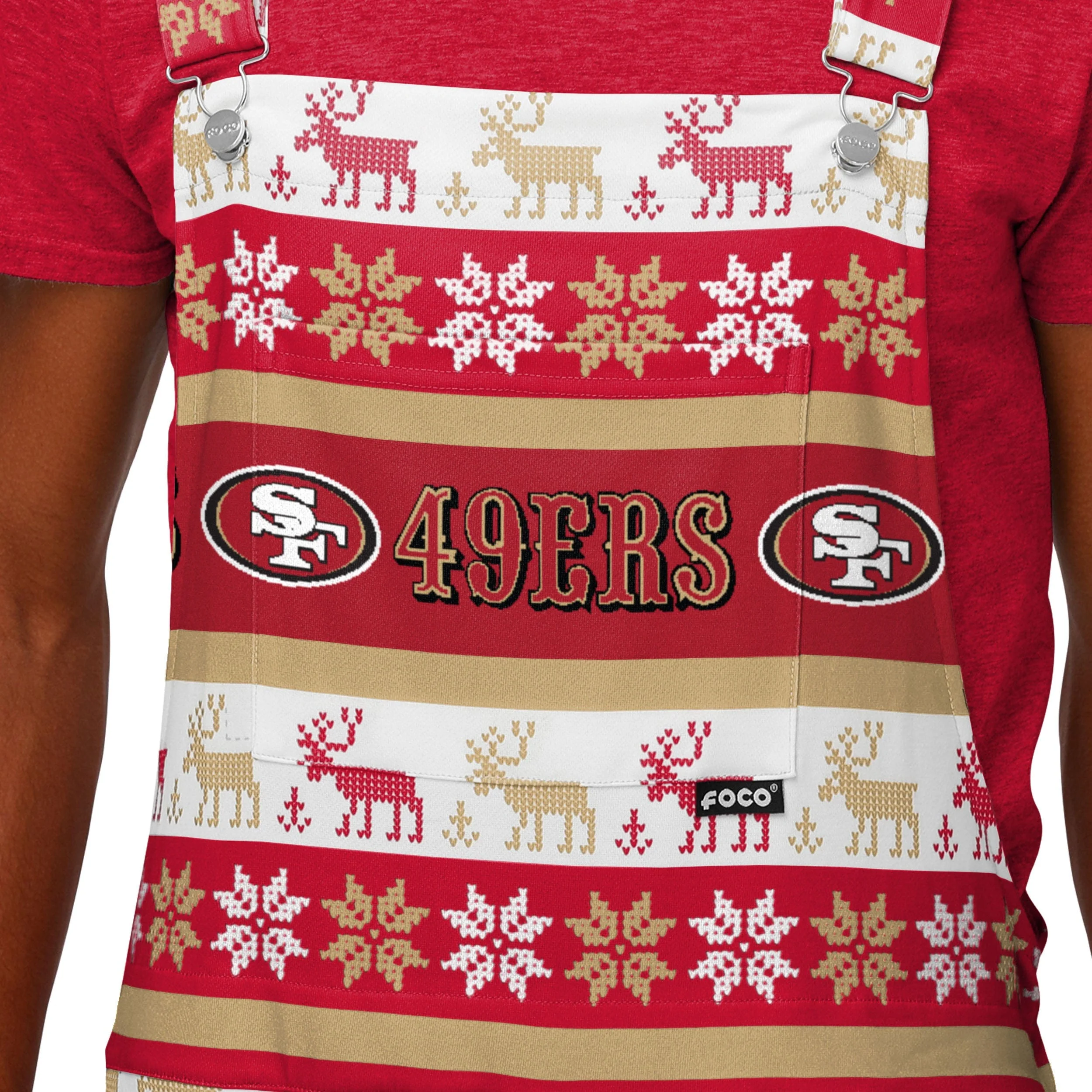 San Francisco 49ers NFL Mens Ugly Home Gating Bib Overalls - Image 4