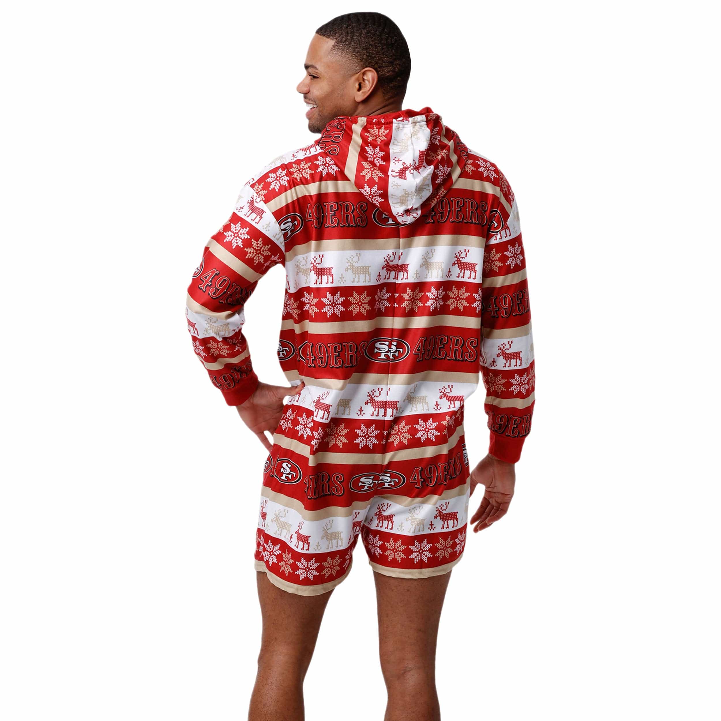 San Francisco 49ers NFL Mens Ugly Short One Piece Pajamas - Image 2