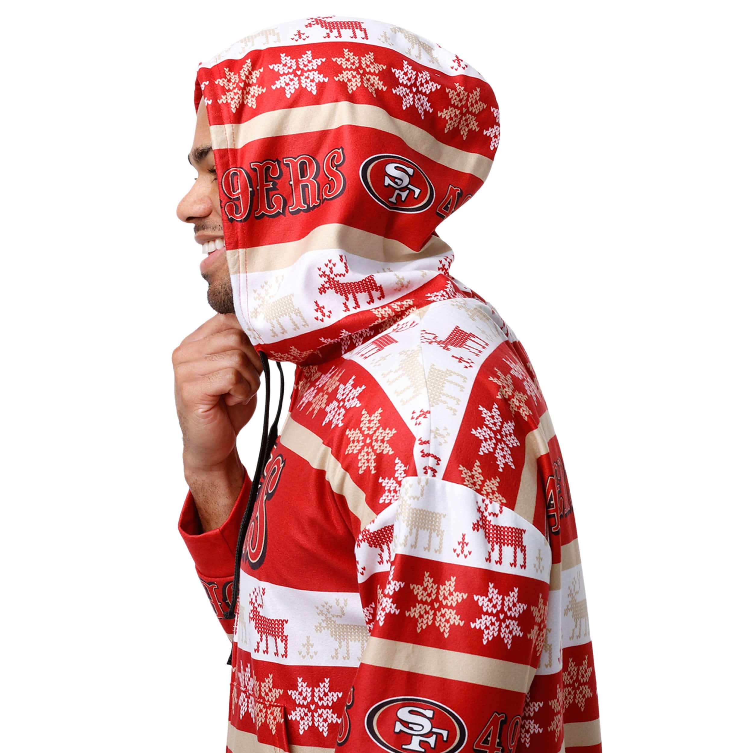 San Francisco 49ers NFL Mens Ugly Short One Piece Pajamas - Image 3
