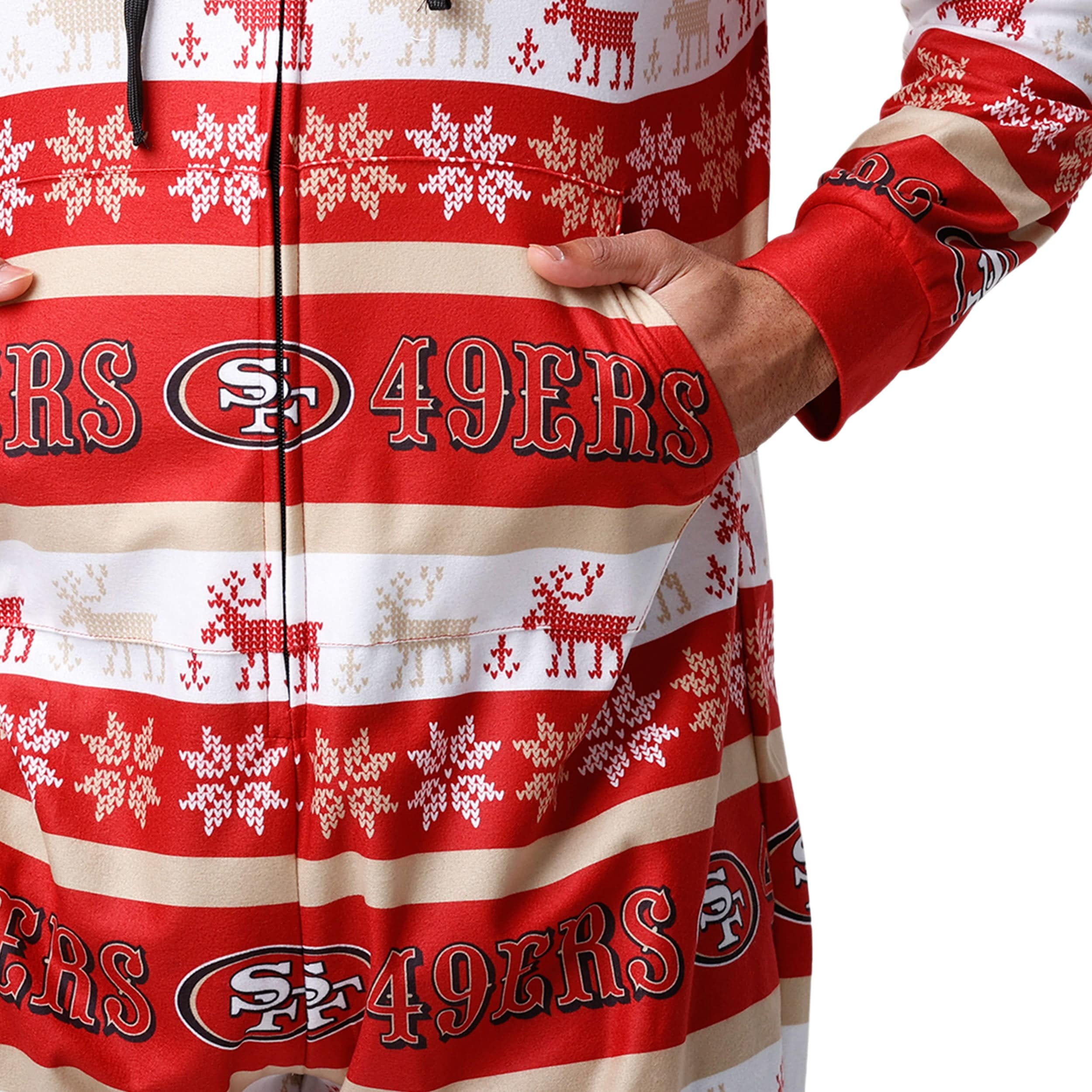 San Francisco 49ers NFL Mens Ugly Short One Piece Pajamas - Image 4