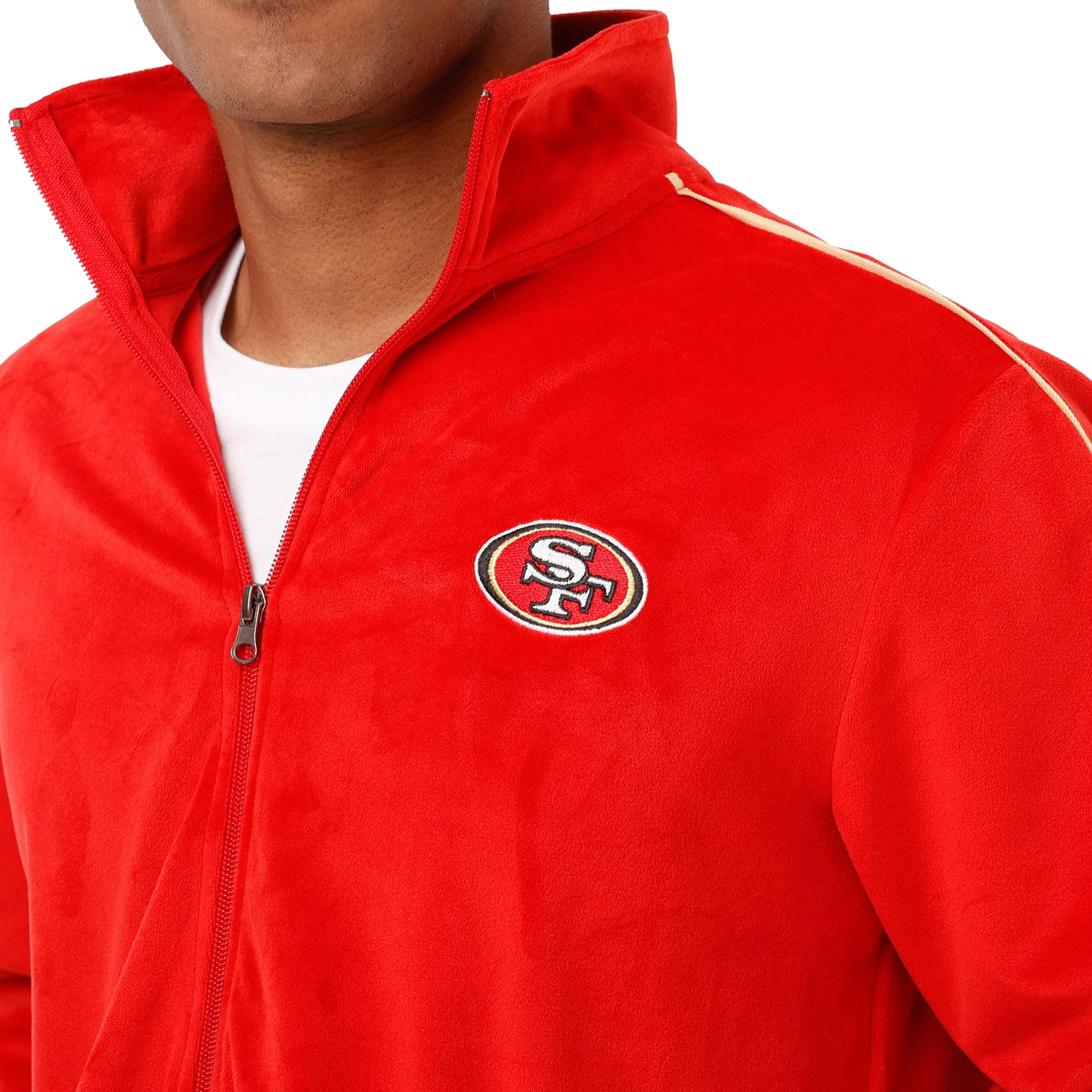 San Francisco 49ers NFL Mens Velour Zip Up Top - Image 3