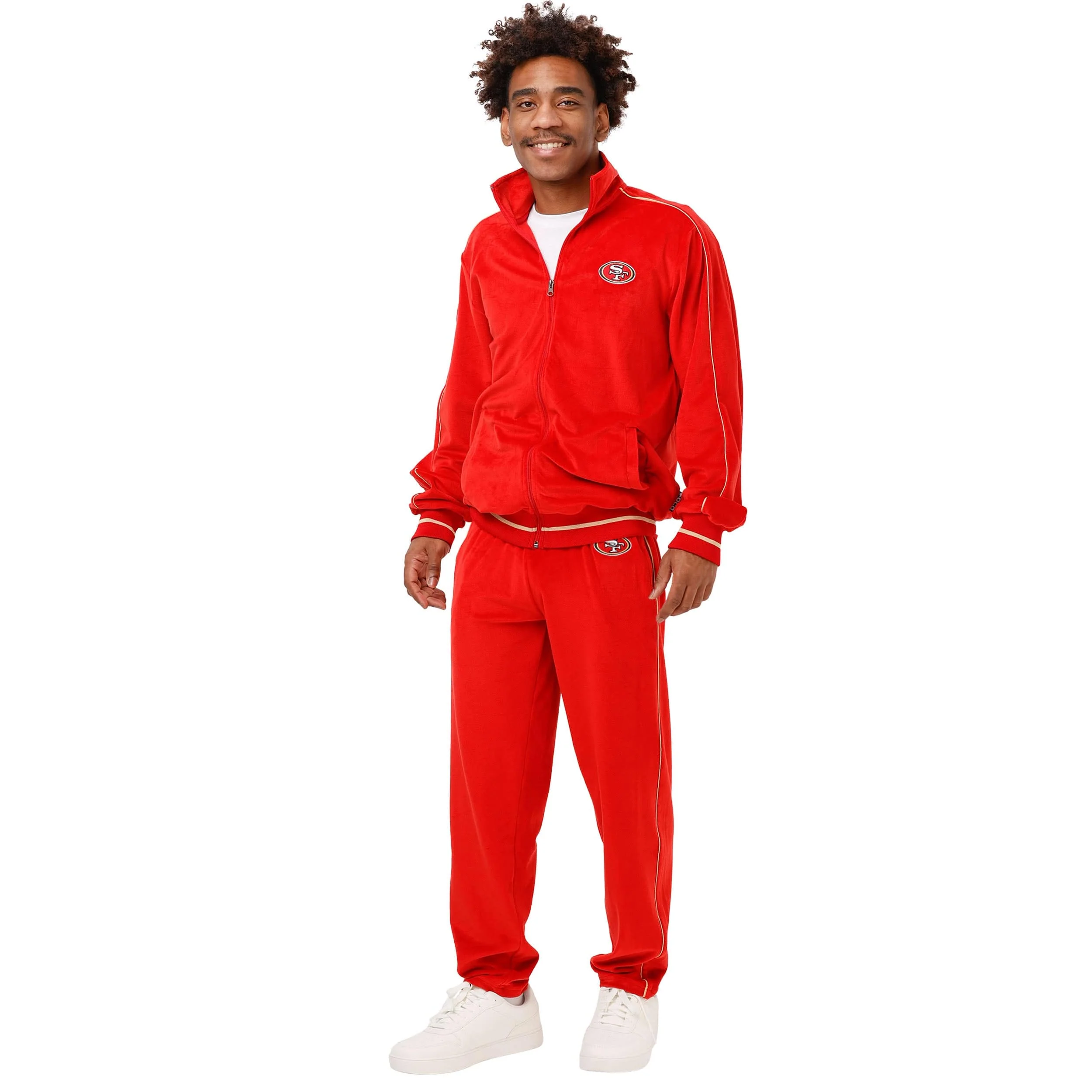 San Francisco 49ers NFL Mens Velour Zip Up Top - Image 5