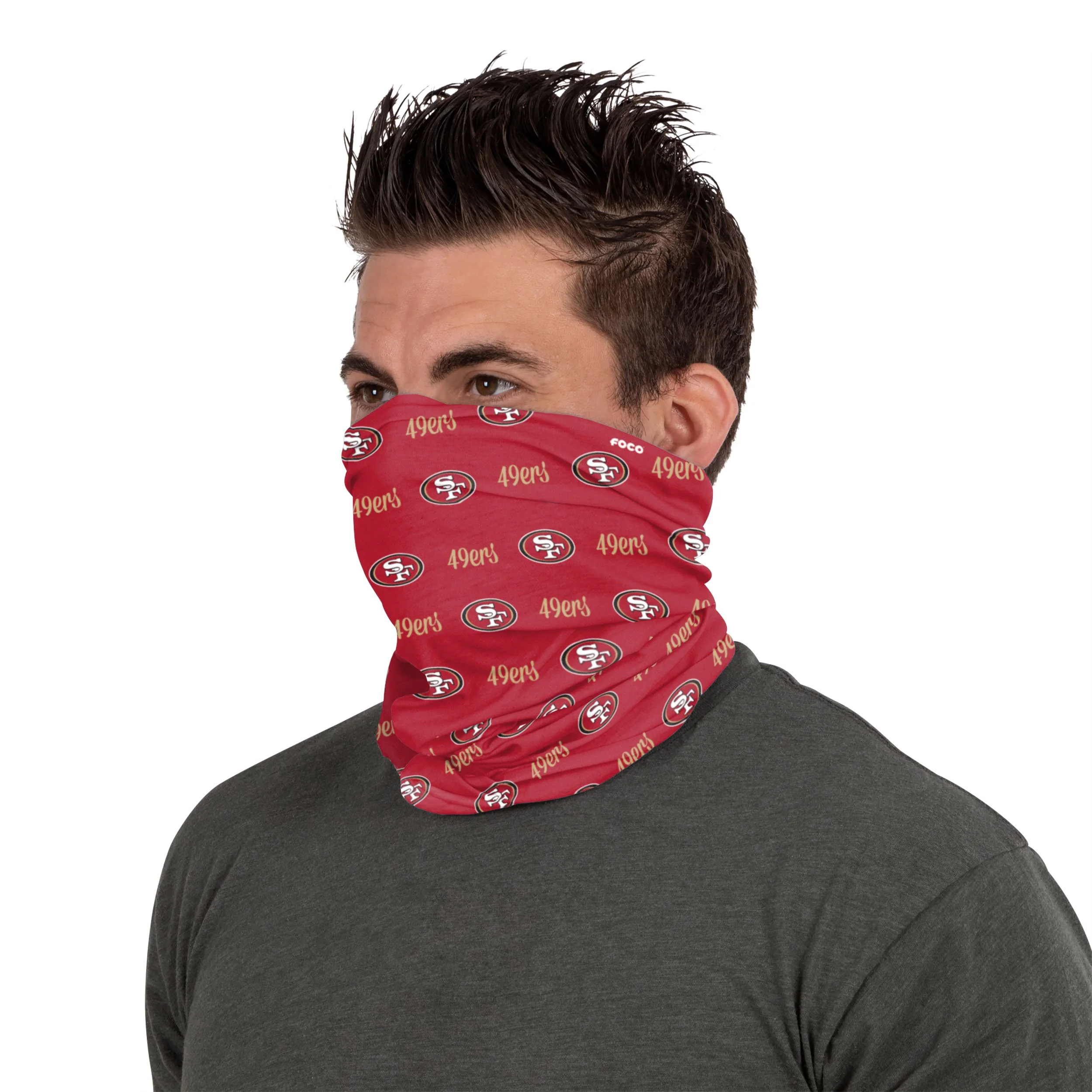 San Francisco 49ers NFL Mini Script Fleece Gaiter Scarf - Image 2