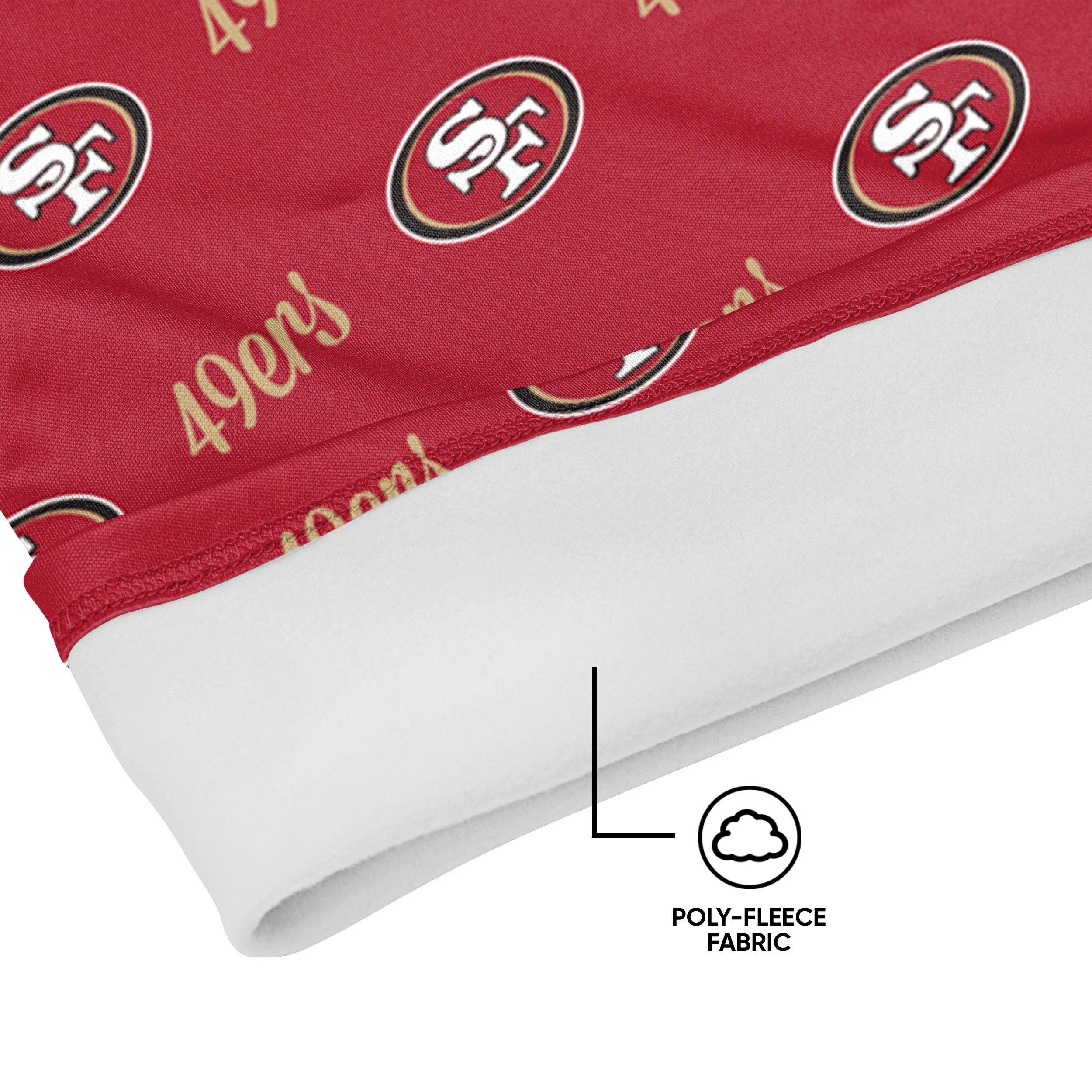 San Francisco 49ers NFL Mini Script Fleece Gaiter Scarf - Image 3
