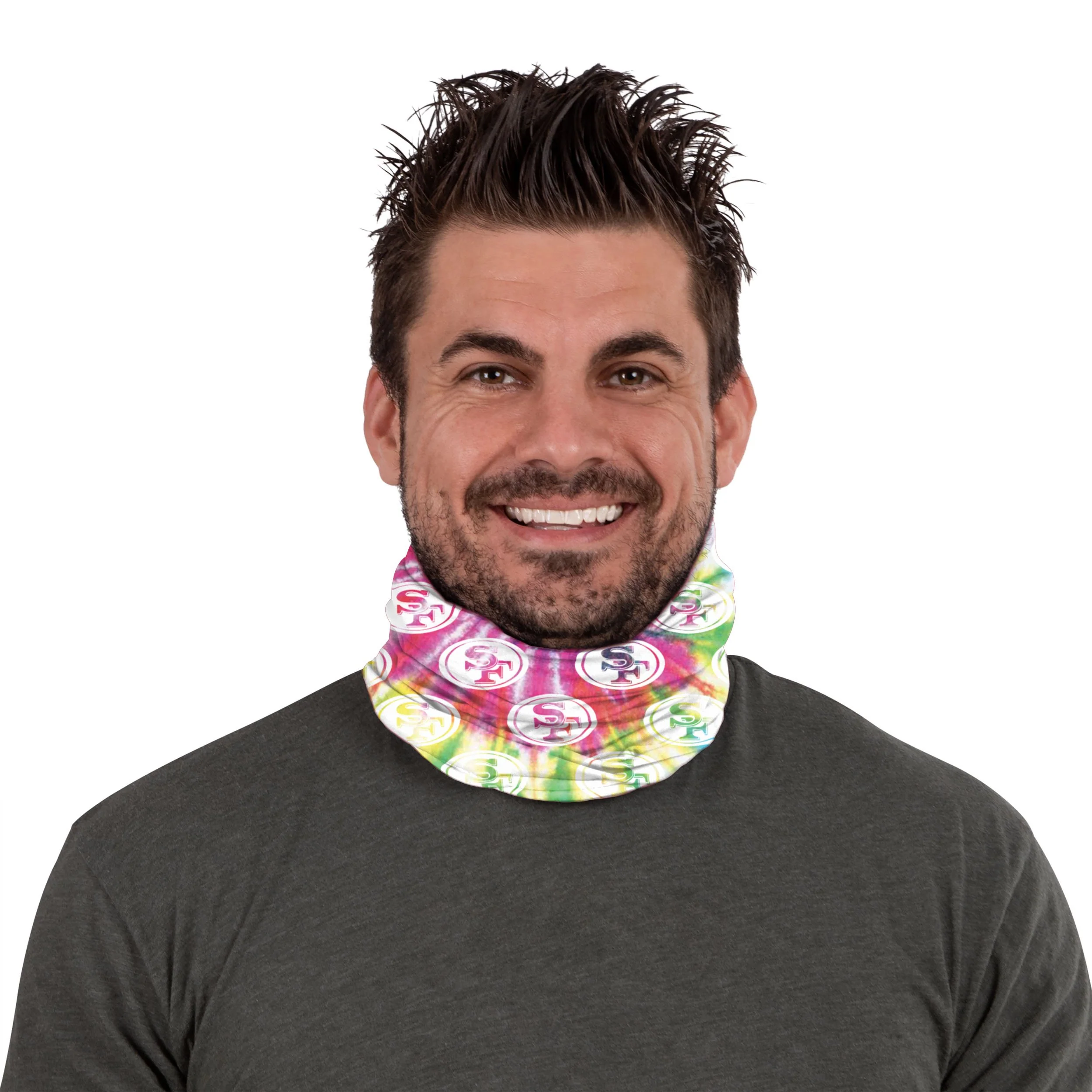 San Francisco 49ers NFL Pastel Tie-Dye Gaiter Scarf - Image 3