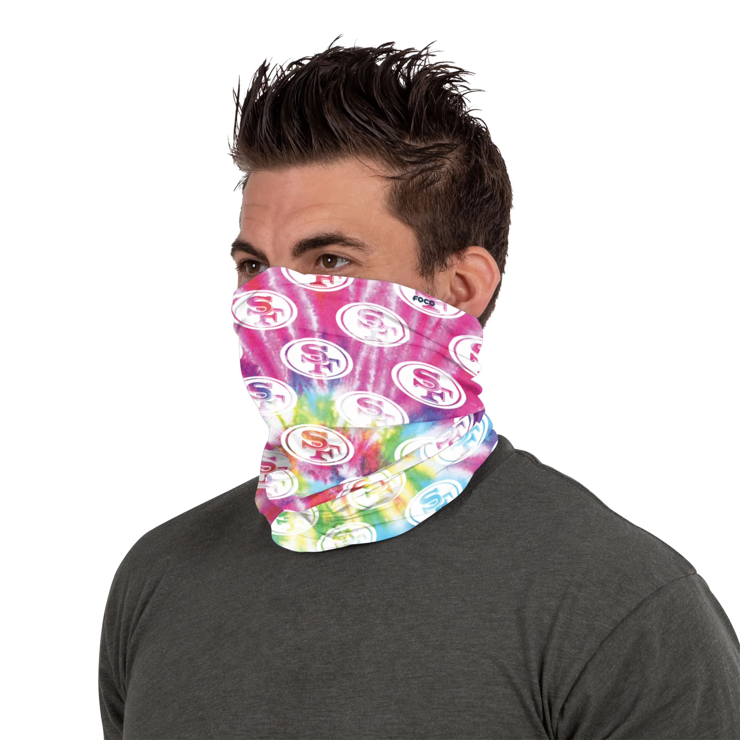 San Francisco 49ers NFL Pastel Tie-Dye Gaiter Scarf - Image 4