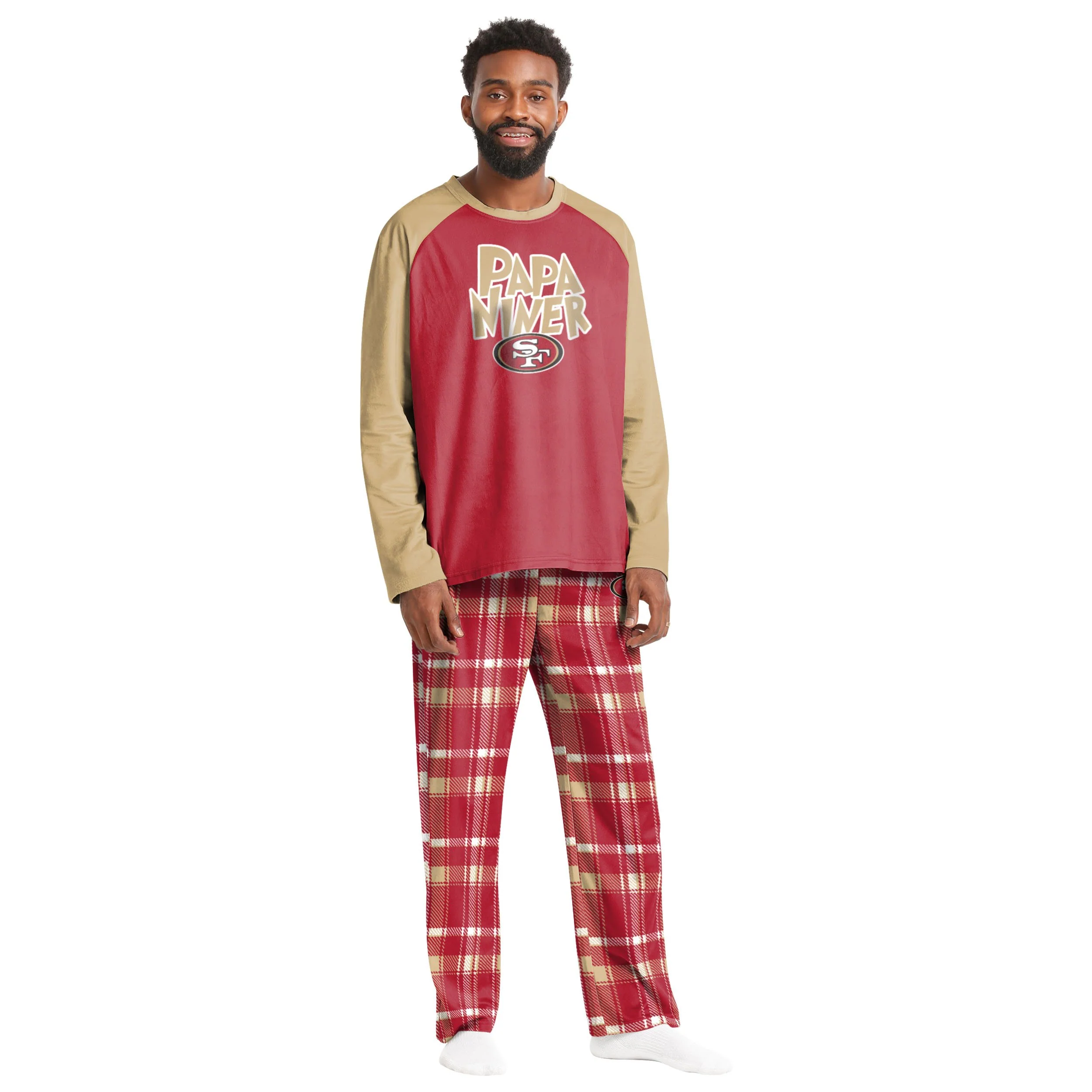 San Francisco 49ers NFL Plaid Family Holiday Pajamas - Image 6