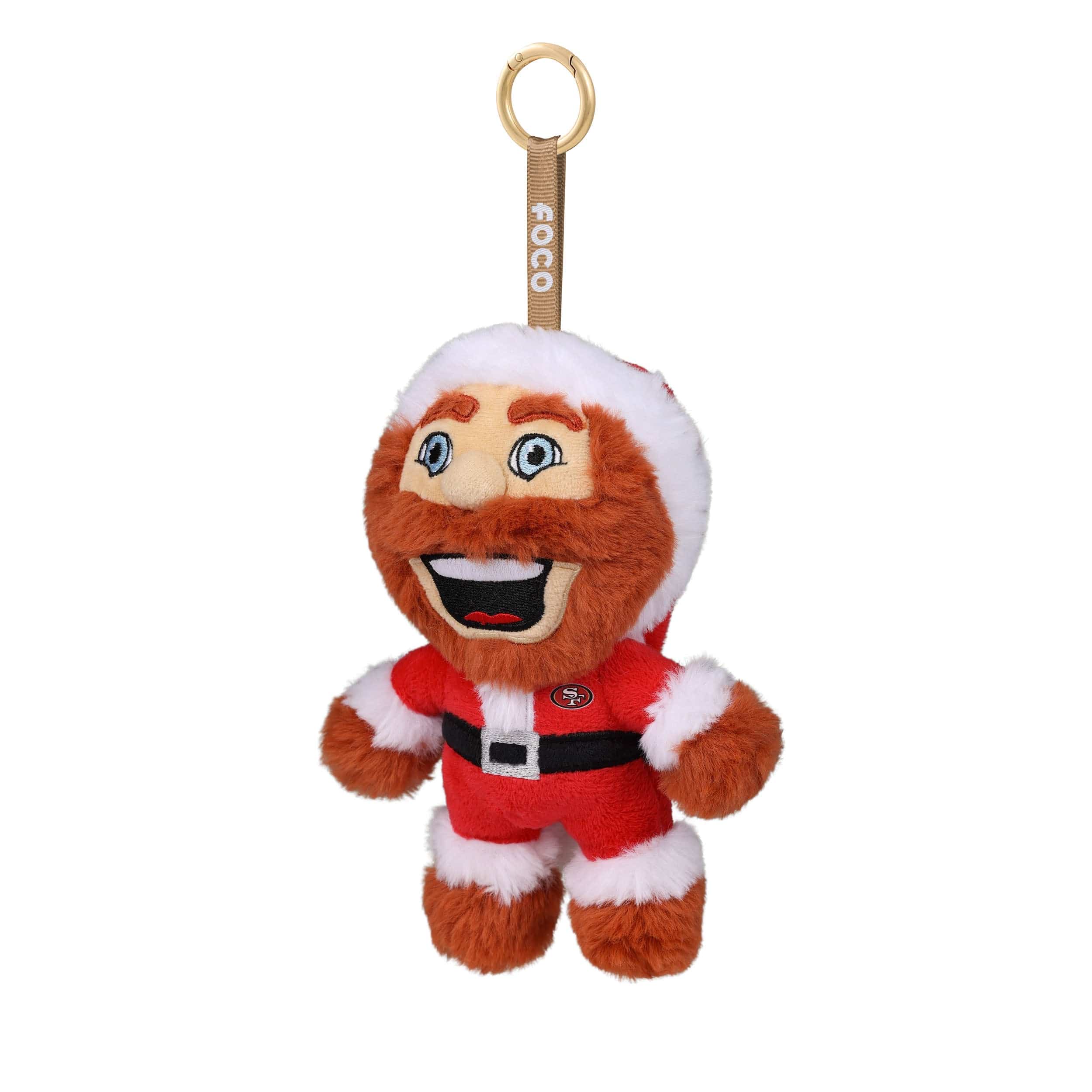San Francisco 49ers NFL Plush Mascot Santa Bag Charm Keychain - Image 3