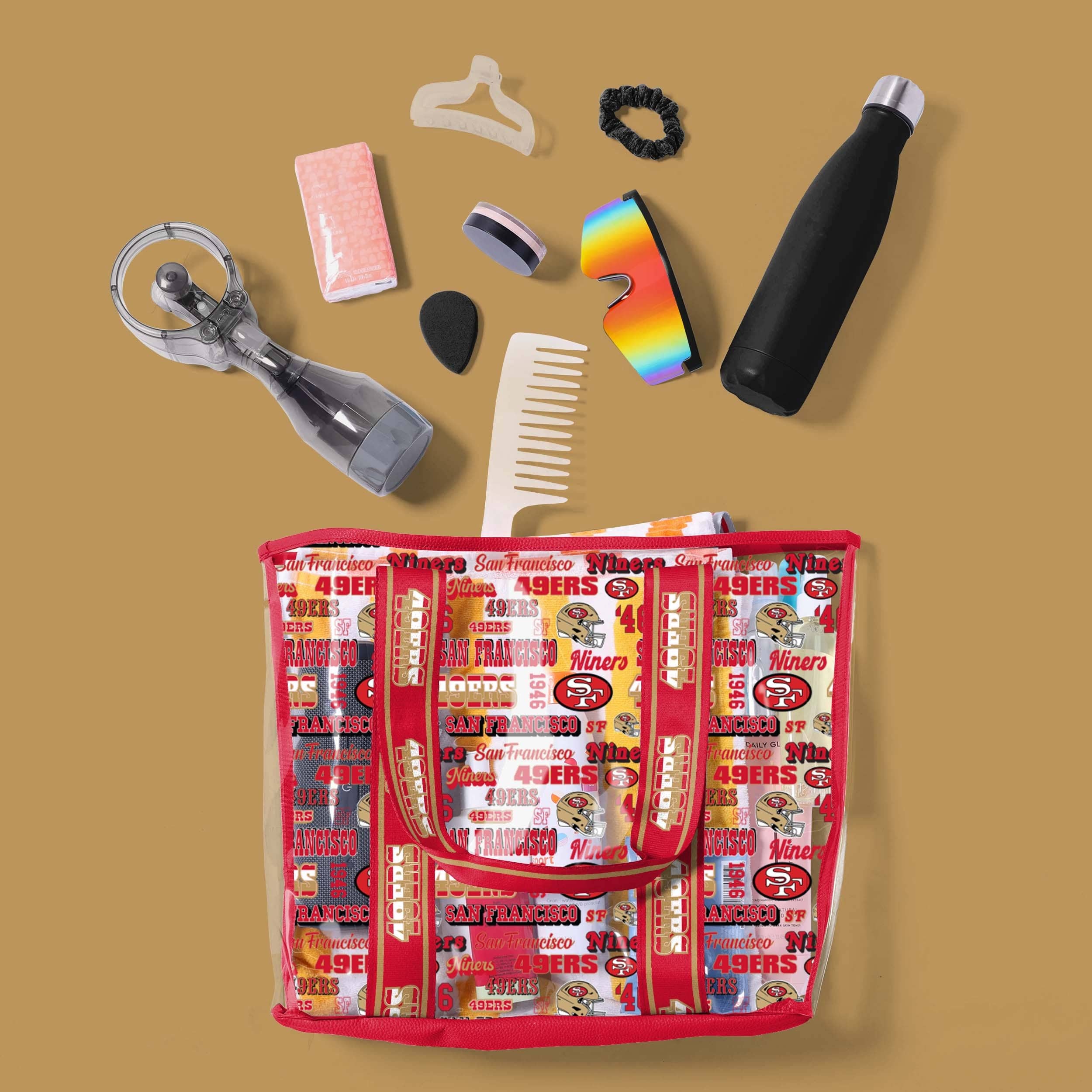 San Francisco 49ers NFL Repeat Retro Print Clear Tote Bag - Image 3
