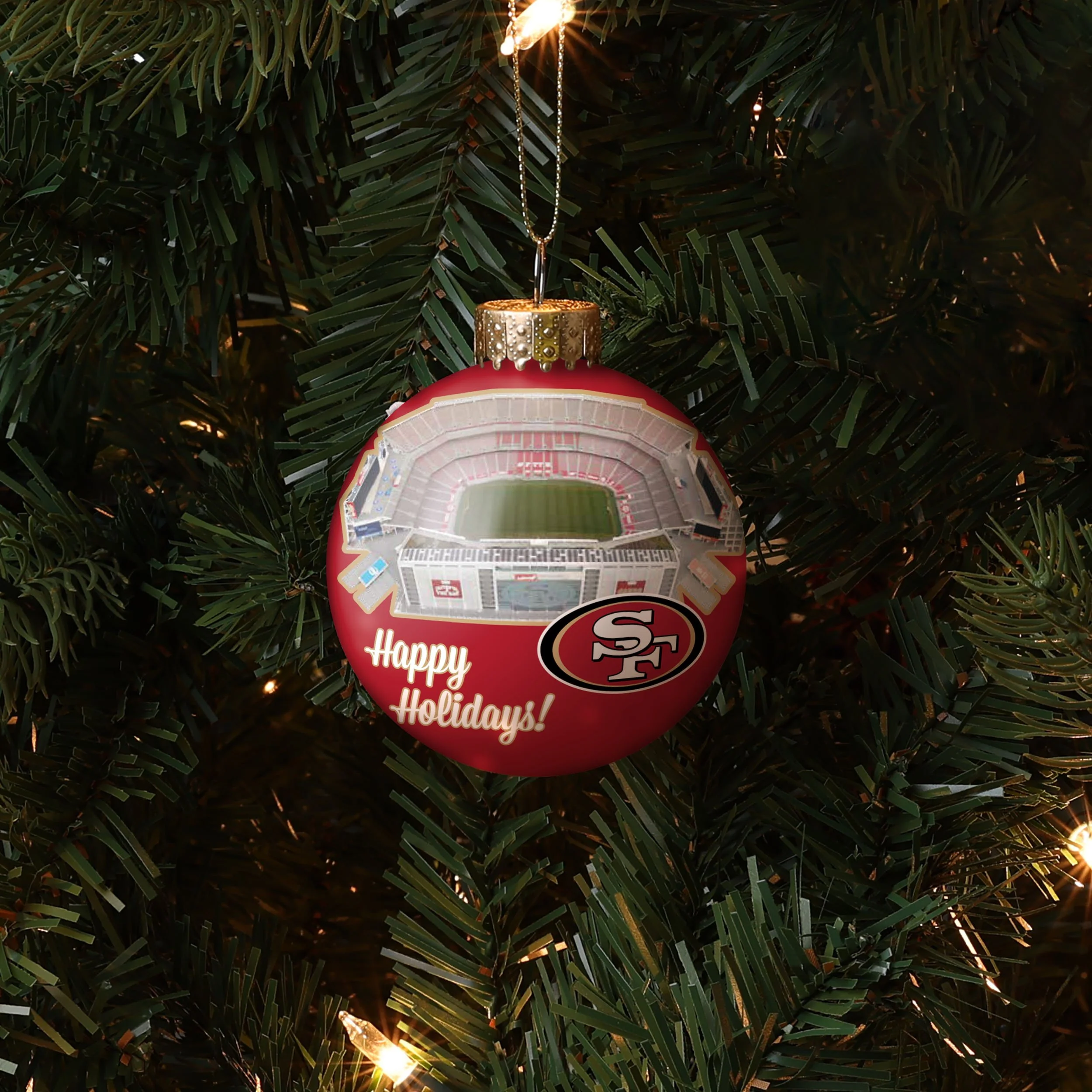 San Francisco 49ers NFL Stadium Print Glass Ball Ornament - Image 3