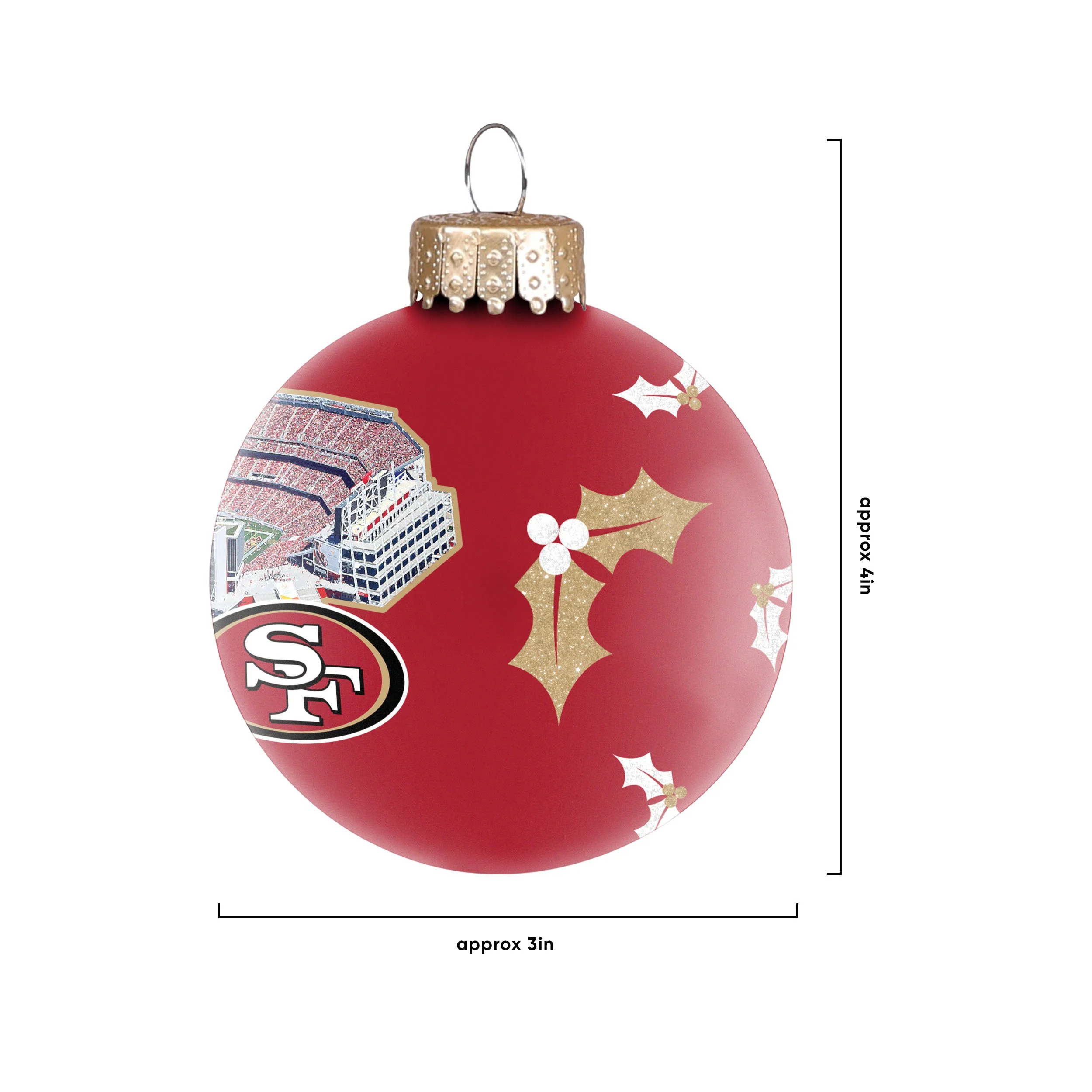 San Francisco 49ers NFL Stadium Print Glass Ball Ornament - Image 4