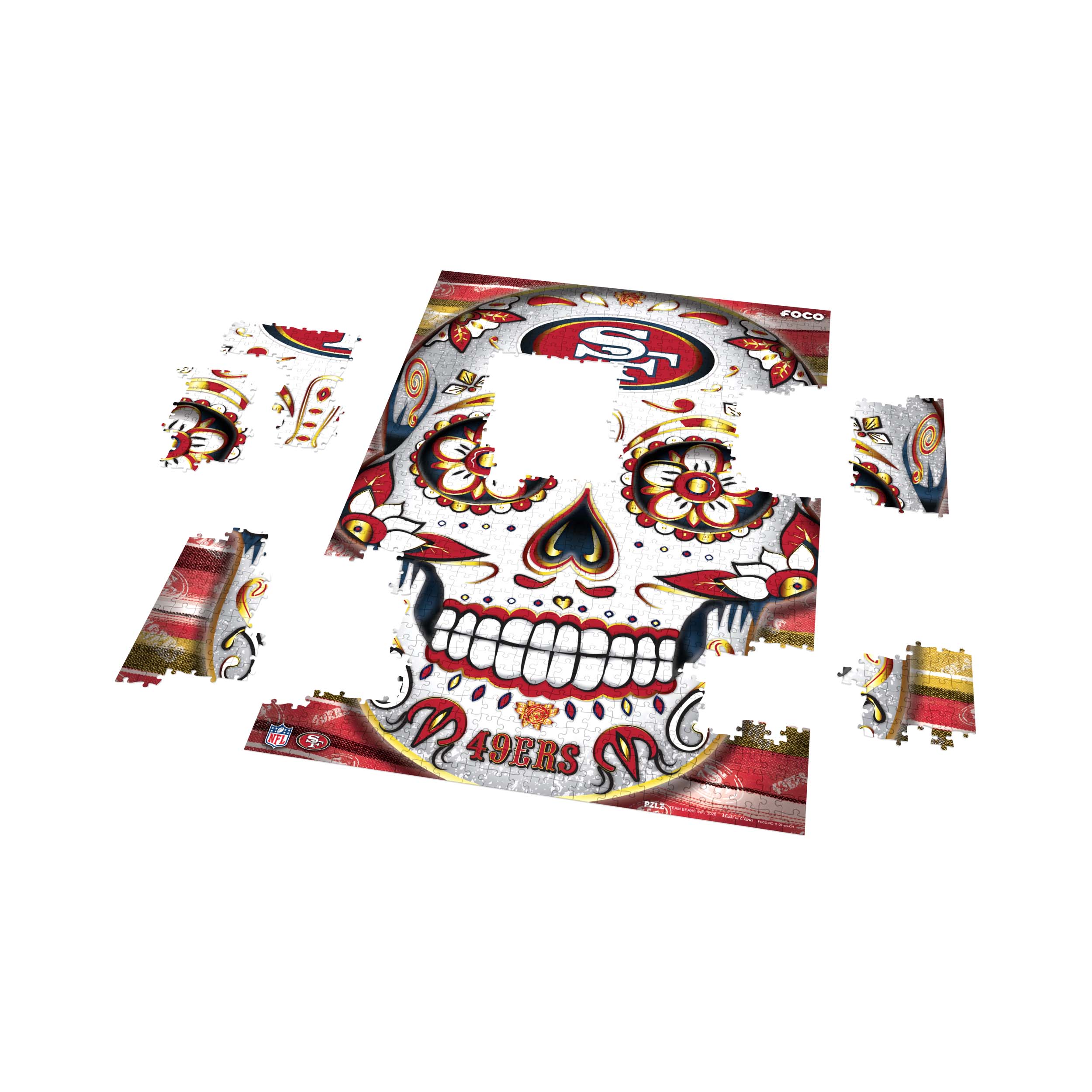 San Francisco 49ers NFL Sugar Skull 1000 Piece Jigsaw Puzzle PZLZ - Image 3