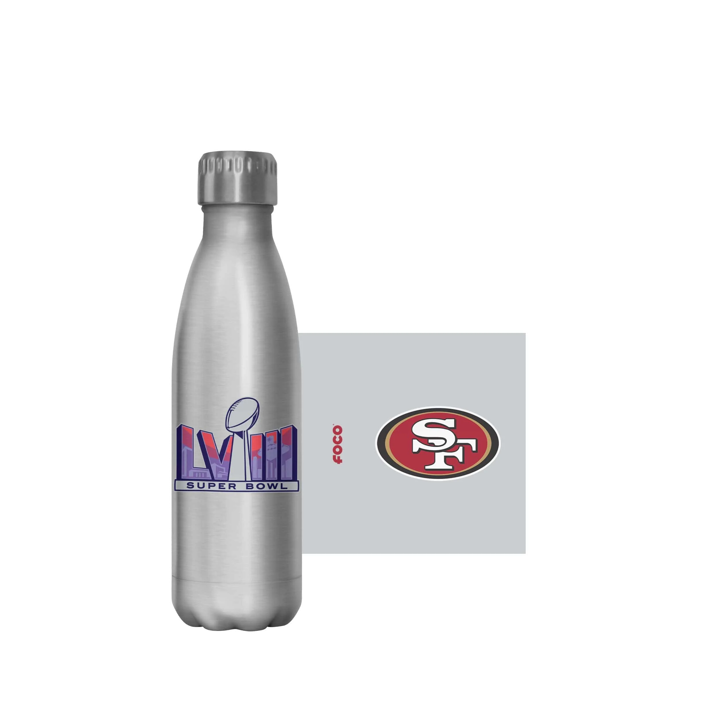 San Francisco 49ers NFL Super Bowl LVIII Silver 17 oz Stainless Steel Bottle - Image 5