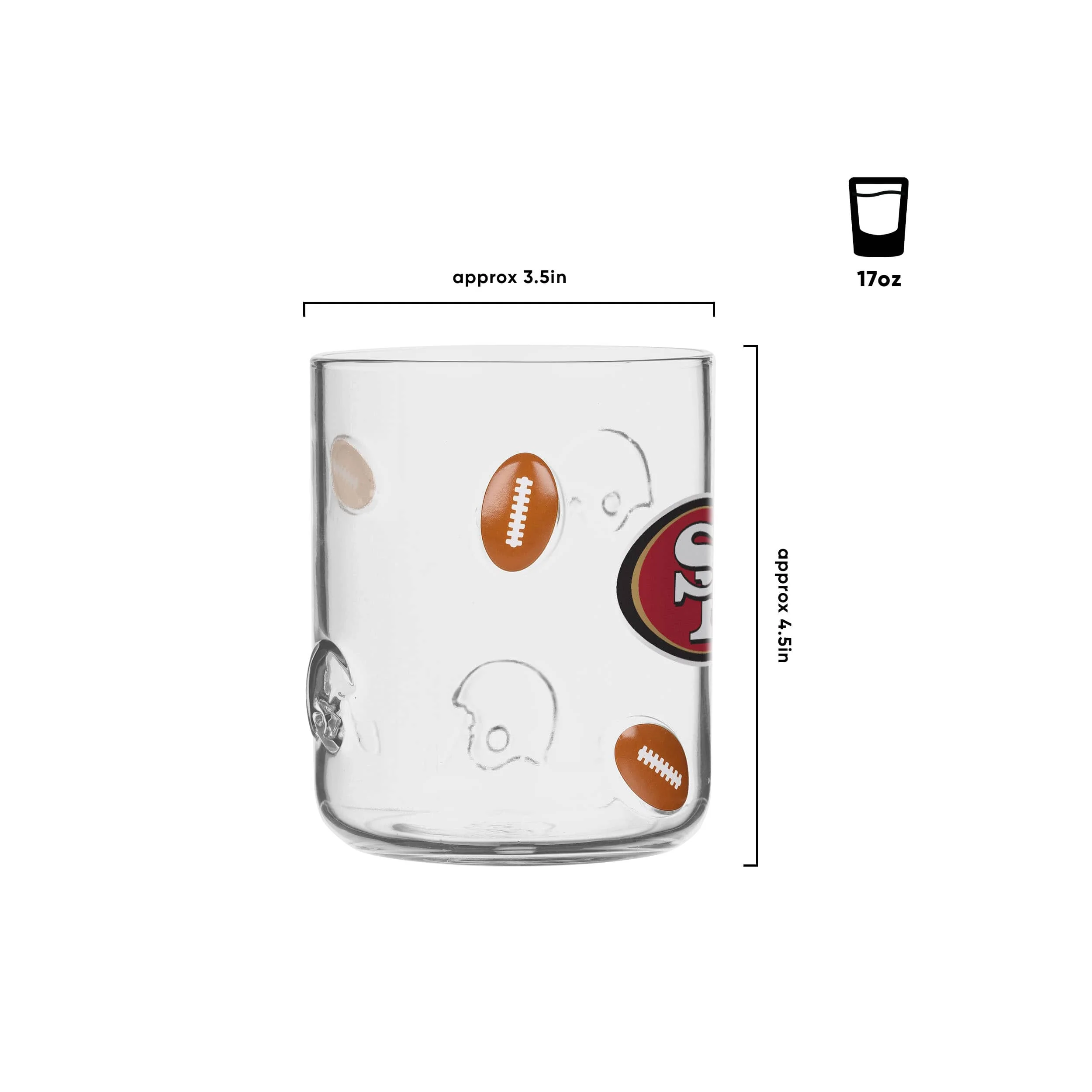 San Francisco 49ers NFL Team Logo 17 oz Glass Cup (PREORDER - SHIPS MID JUNE) - Image 2