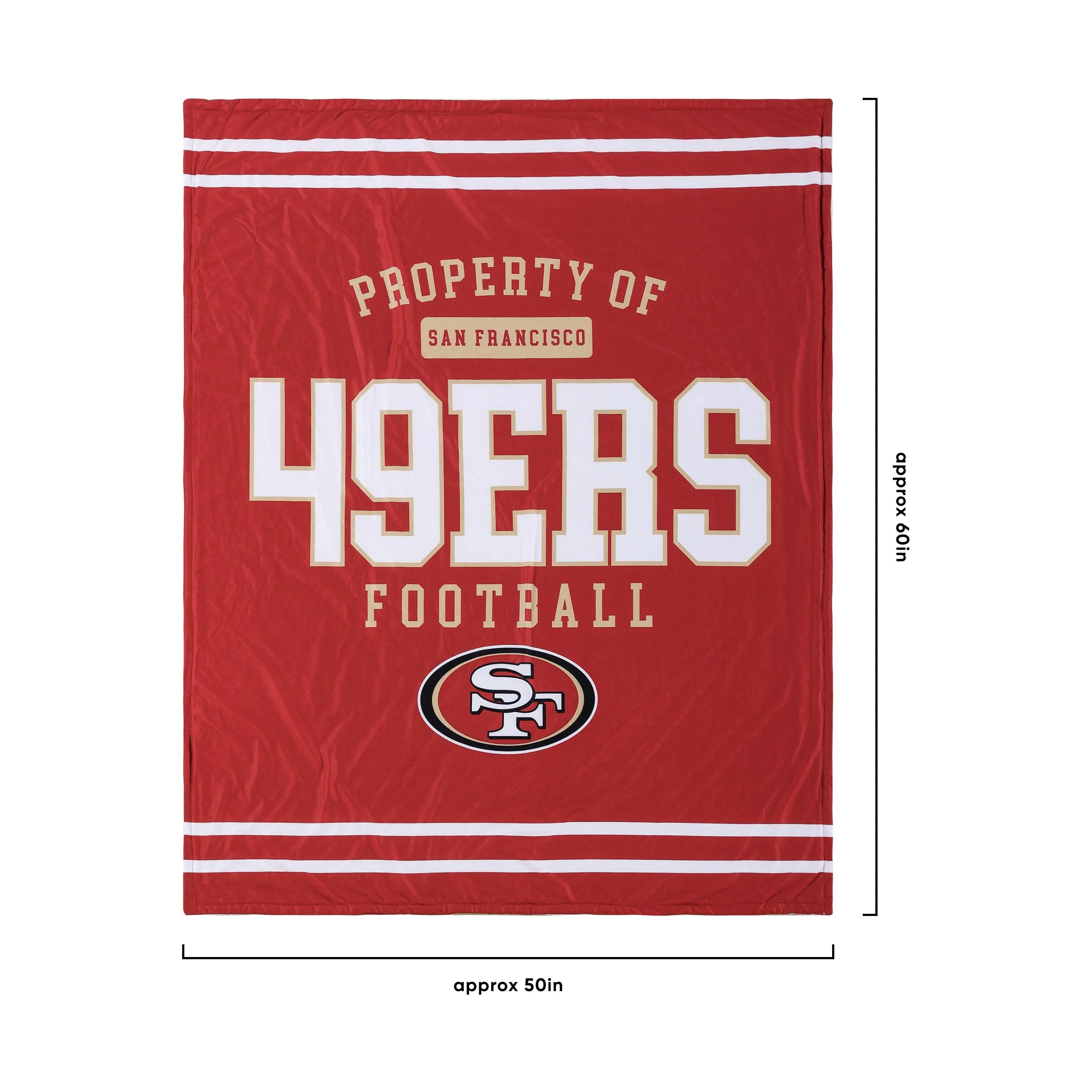 San Francisco 49ers NFL Team Property Sherpa Plush Throw Blanket - Image 3