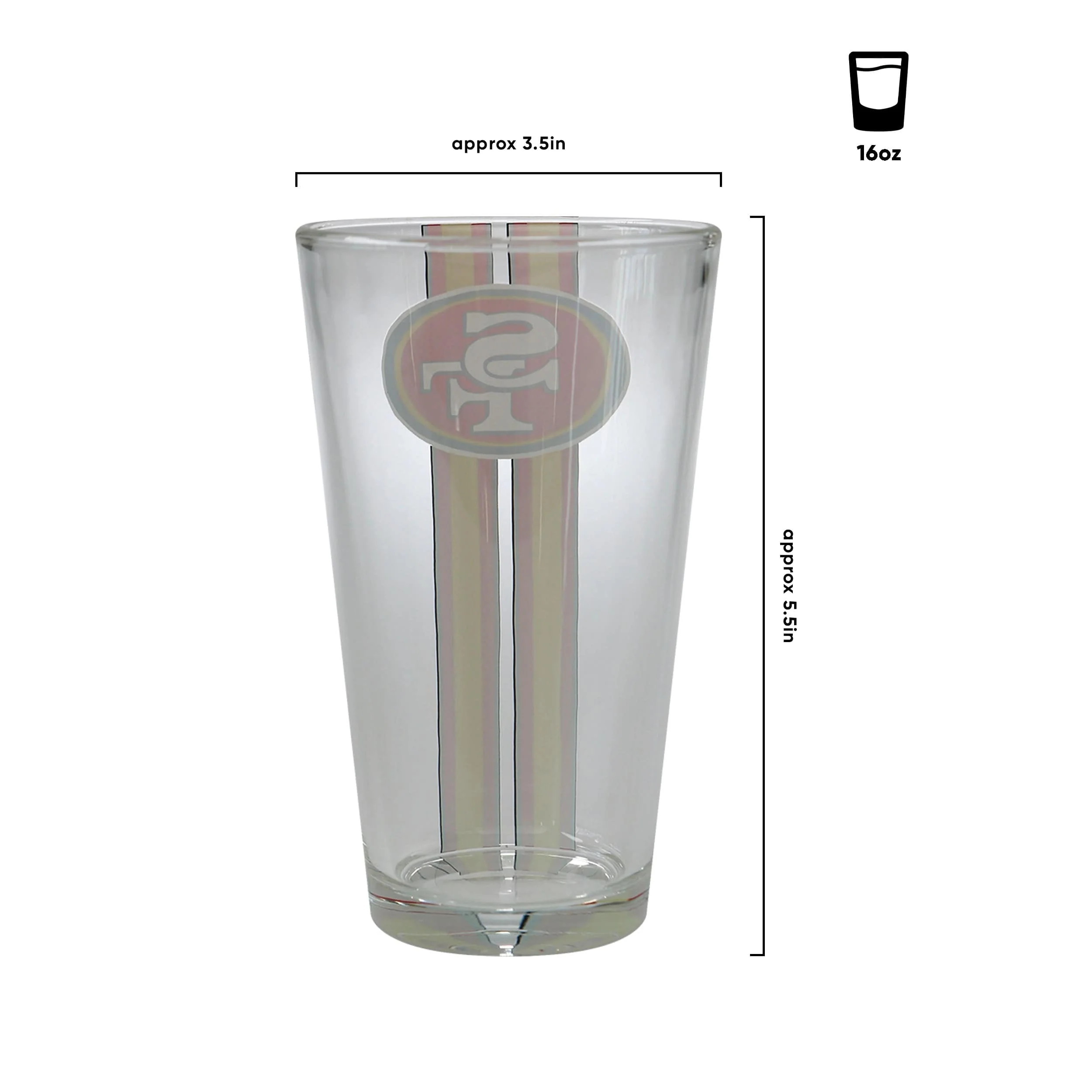 San Francisco 49ers NFL Team Stripe Pint Glass - Image 3
