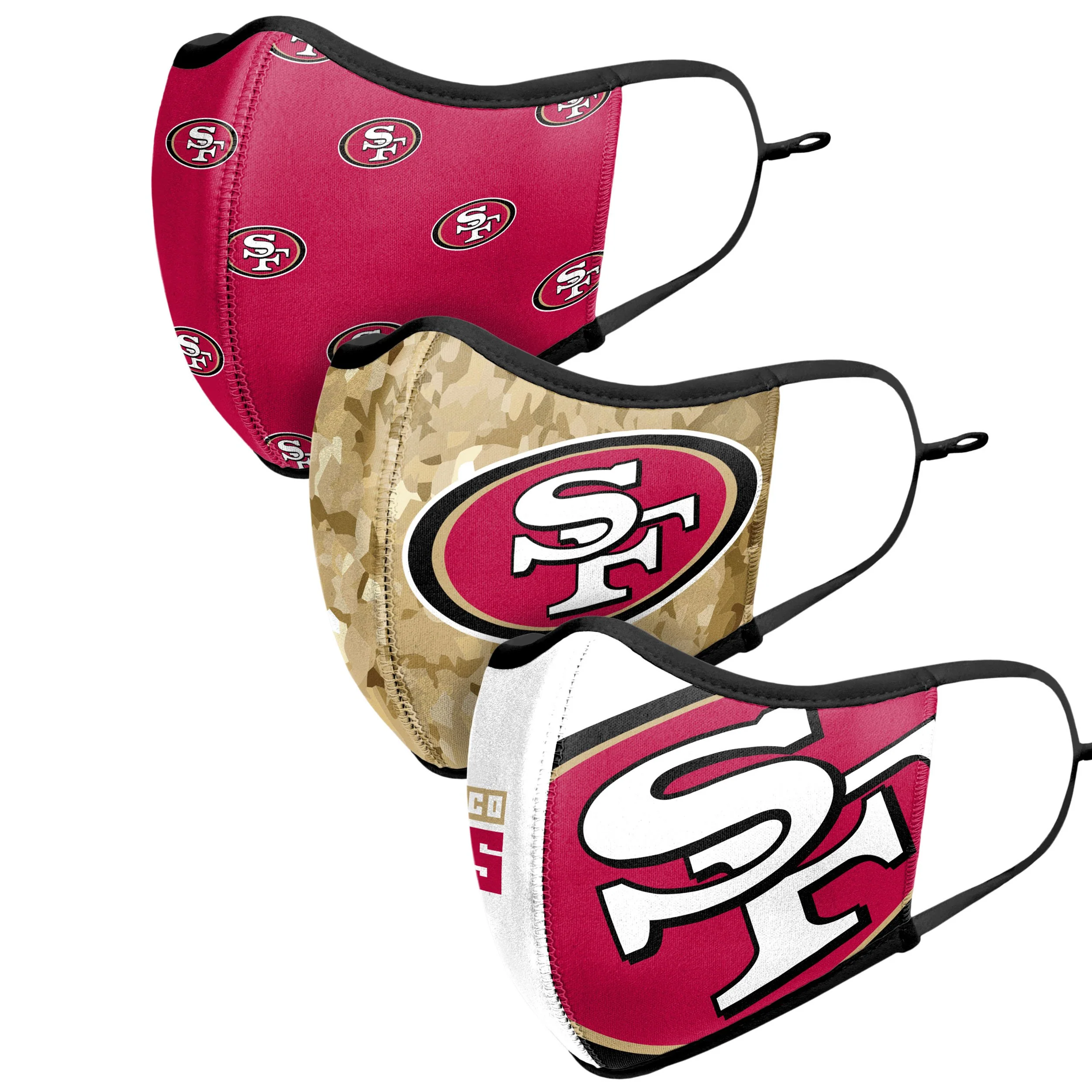San Francisco 49ers NFL Thematic Sport 3 Pack Face Cover - Image 3