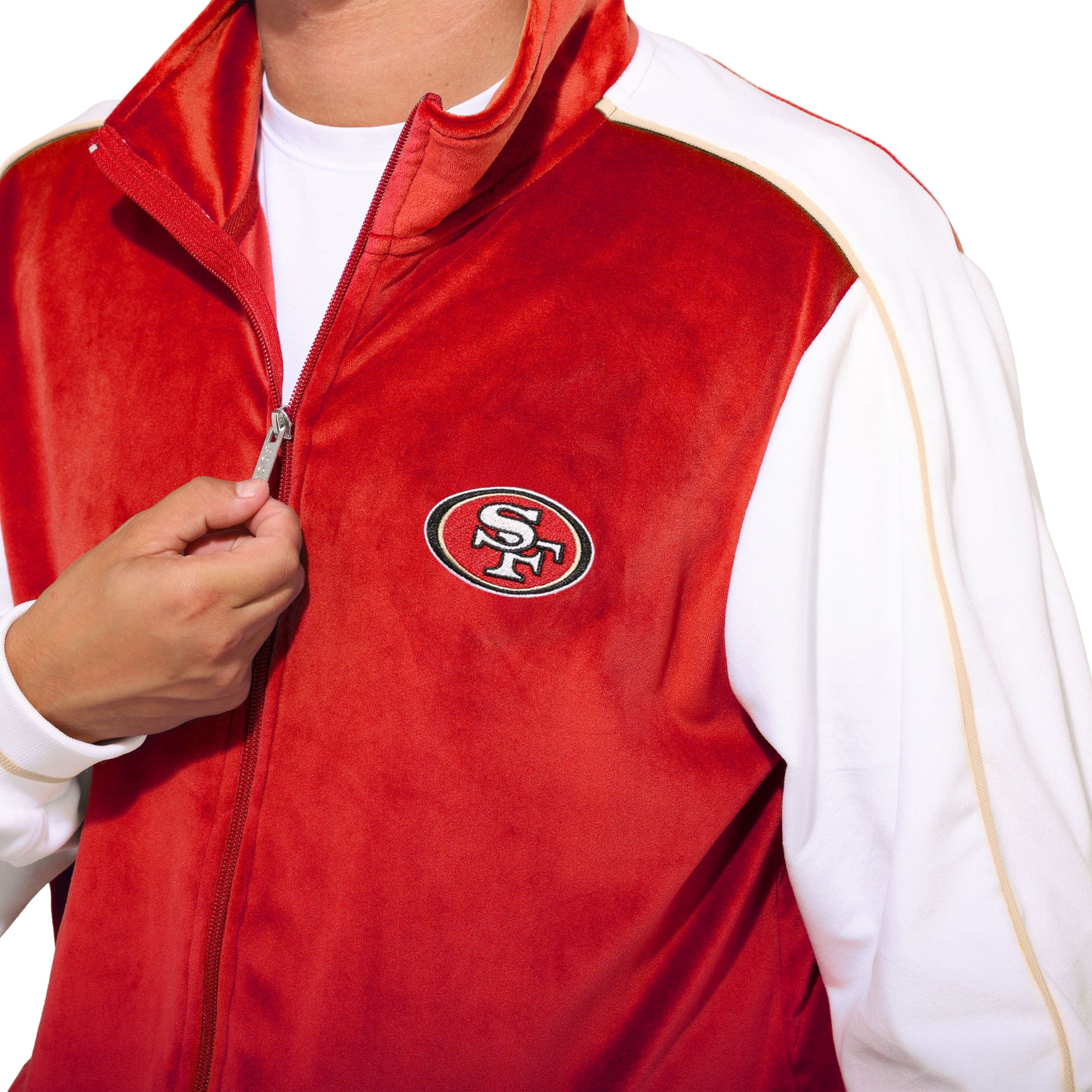 San Francisco 49ers NFL Two Tone Velour Zip Up Top - Image 3