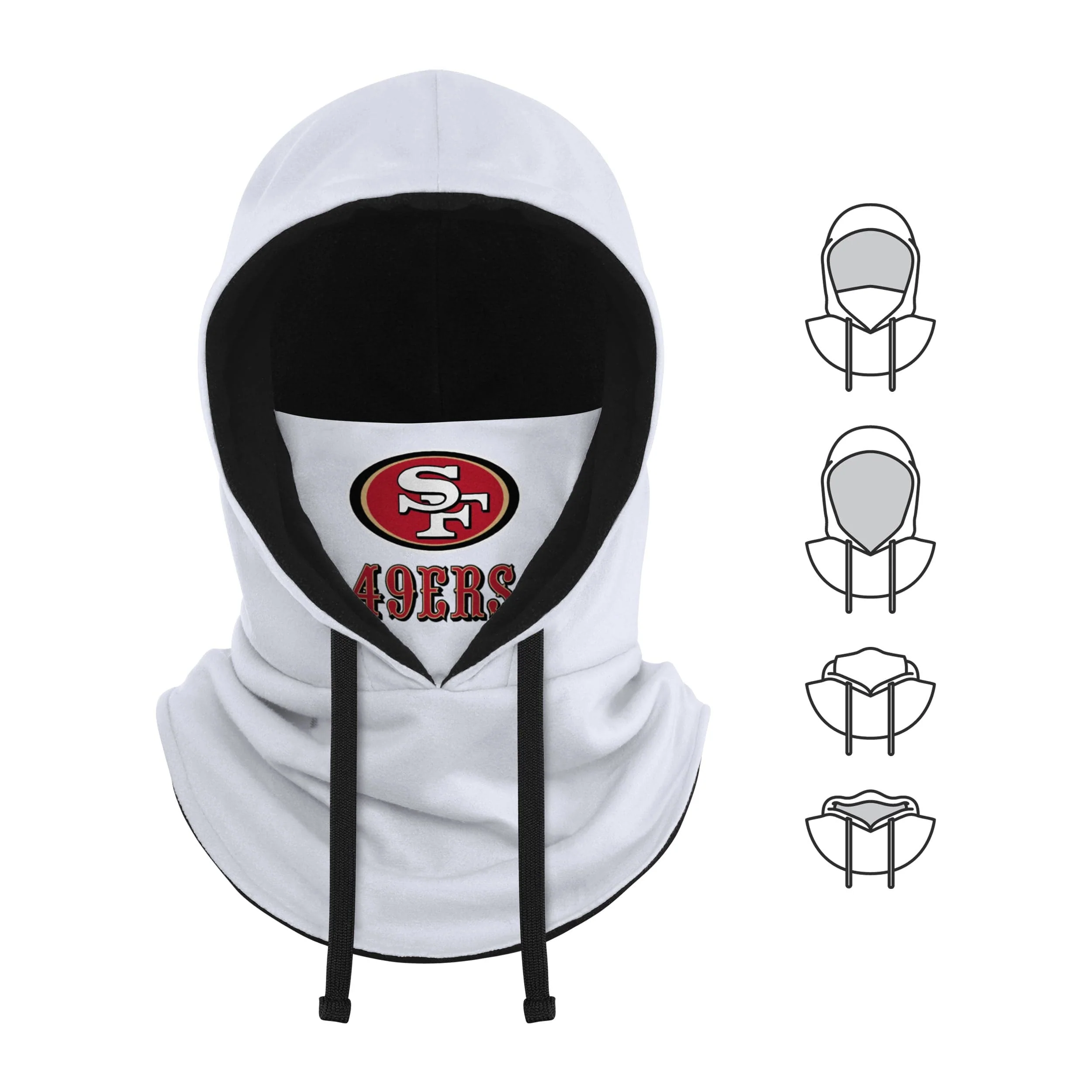 San Francisco 49ers NFL White Drawstring Hooded Gaiter - Image 5