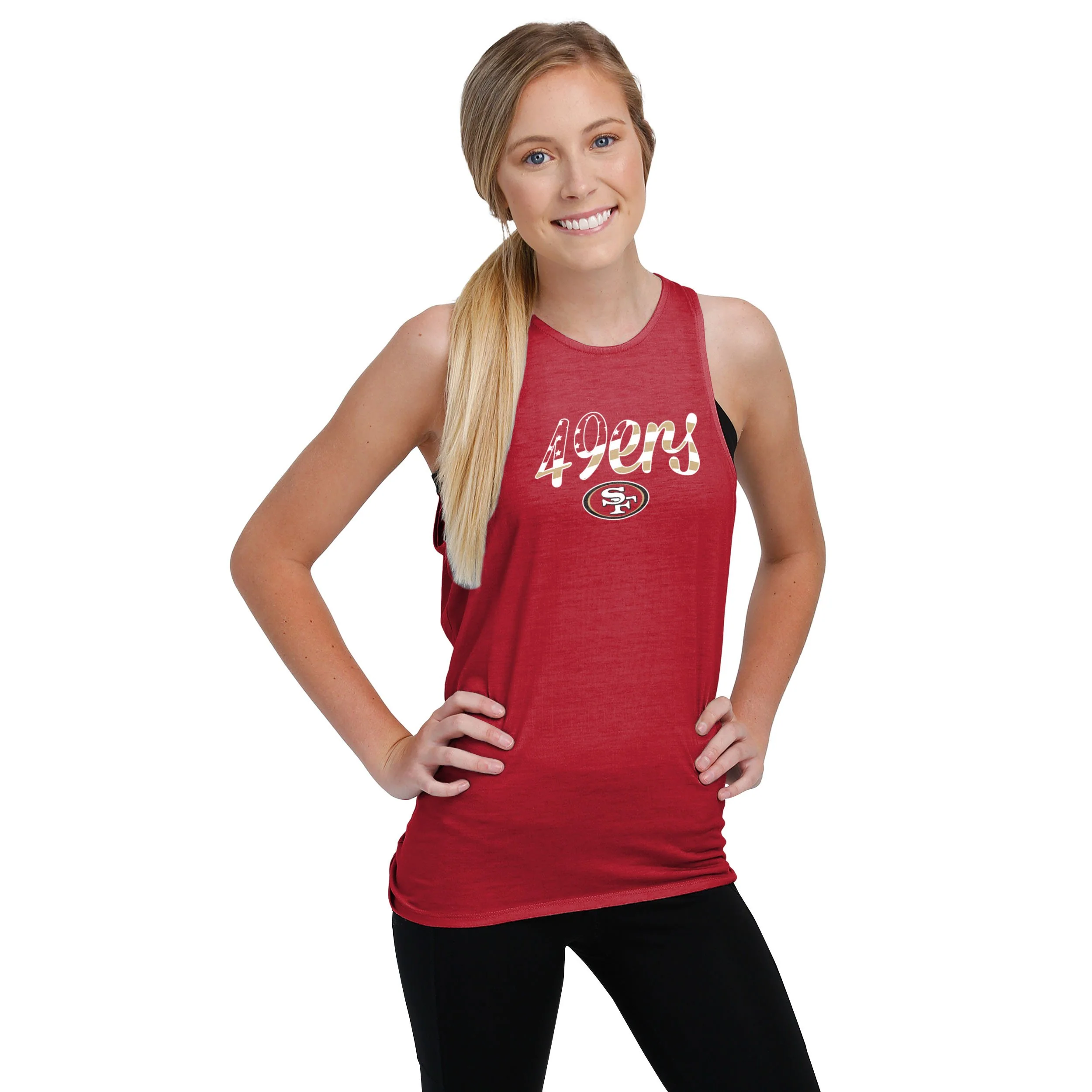 San Francisco 49ers NFL Womens Americana Tie-Breaker Sleeveless Top - Image 2