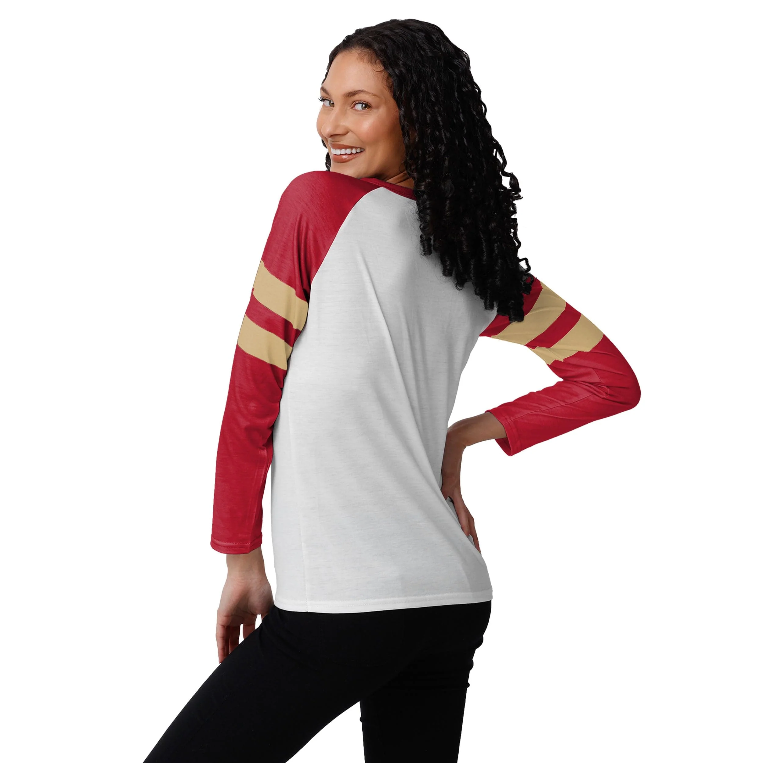 San Francisco 49ers NFL Womens Big Logo Long Sleeve Henley - Image 2